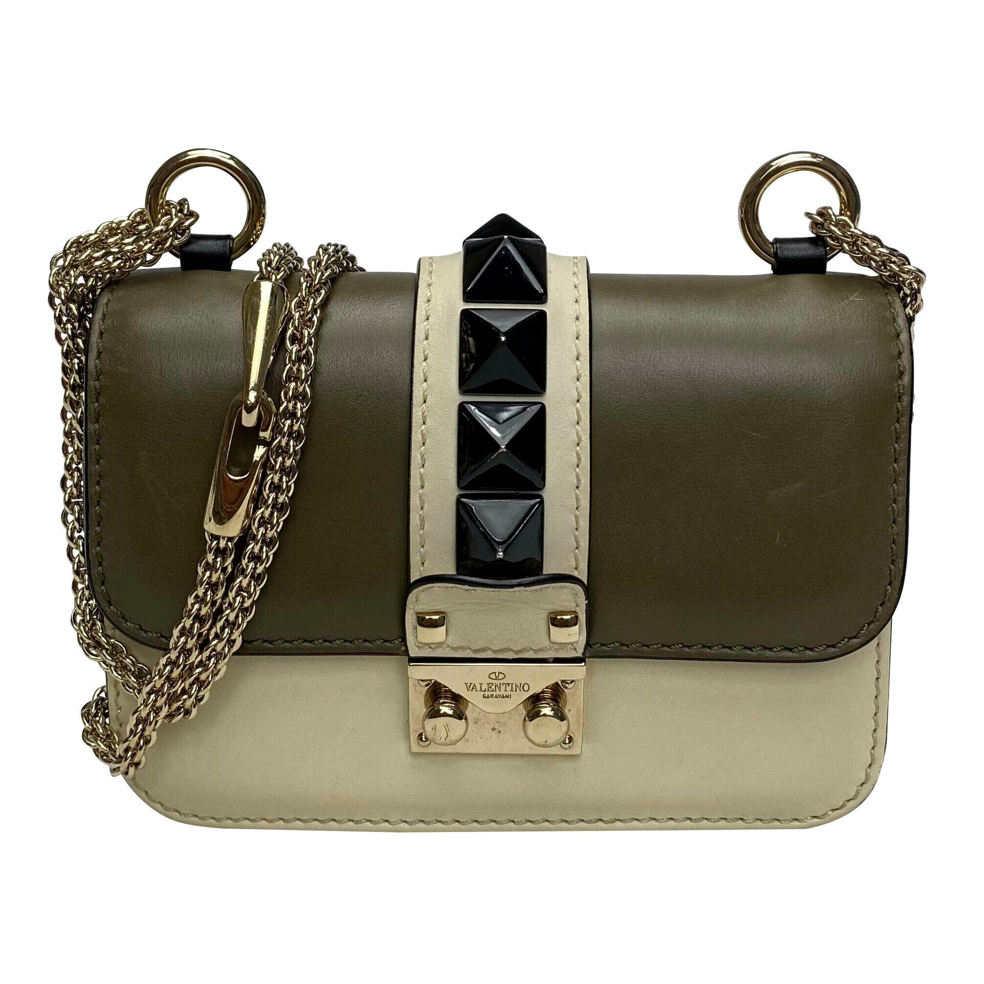 Bolsa Valentino Garavani Rockstud Glam Lock Bicolor