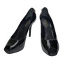 Peep Toe Louis Vuitton Cadeado Verniz Preto