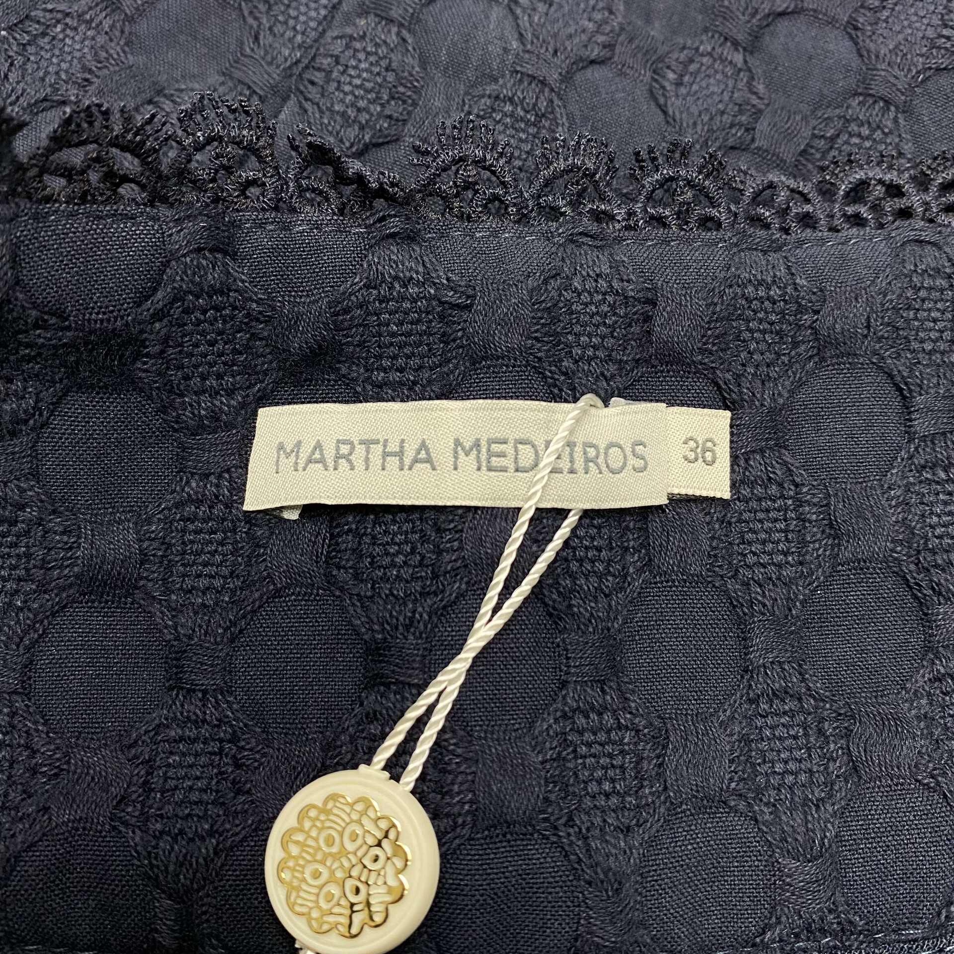 Saia Martha Medeiros Renda Azul Marinho