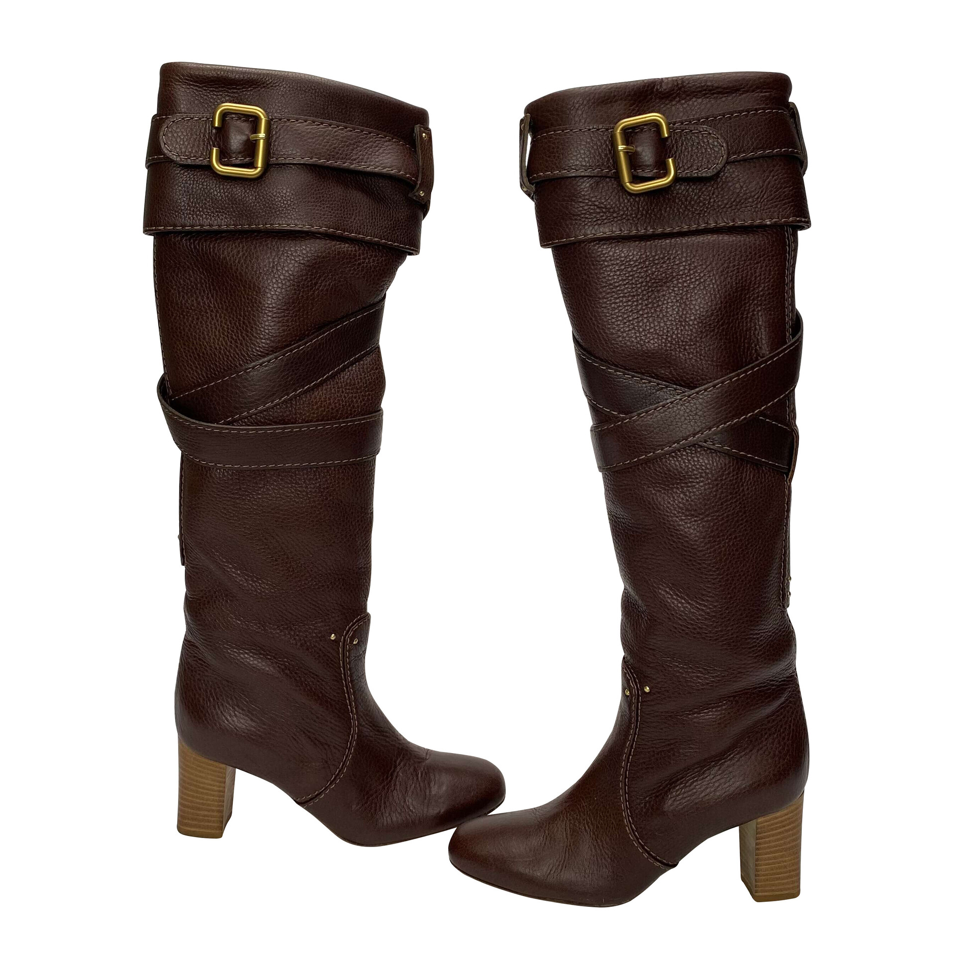 Bota Chloé Couro Vinho