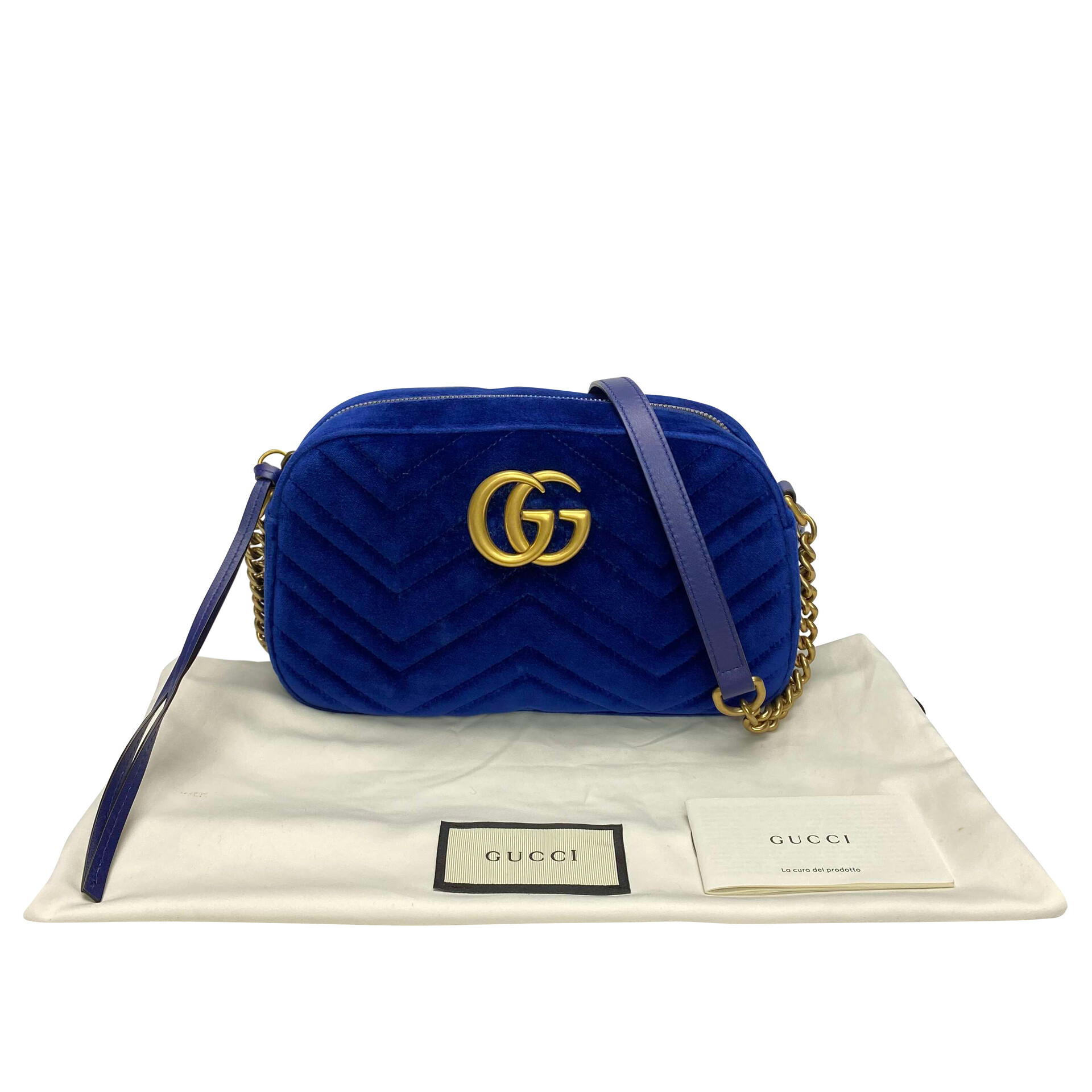 Bolsa Gucci GG Marmont Veludo Azul