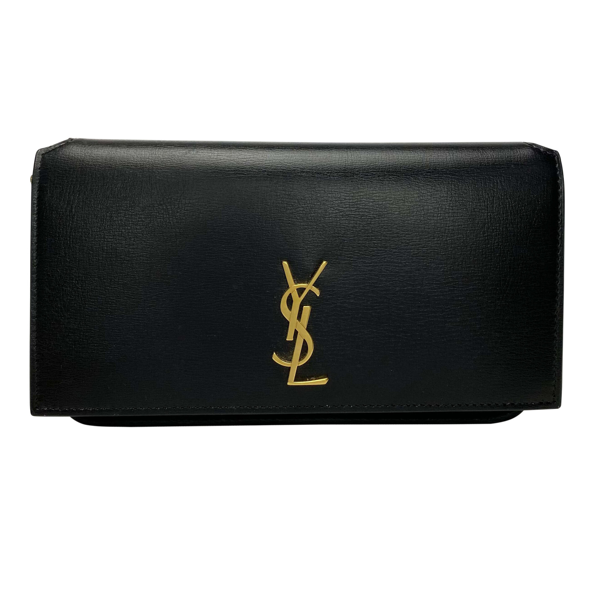 Bolsa Porta-Celular Saint Laurent Couro Preto