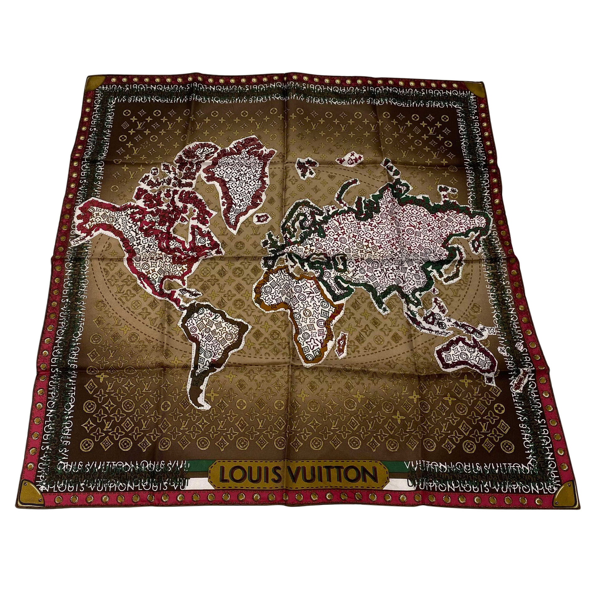 Lenço Louis Vuitton Seda Marrom