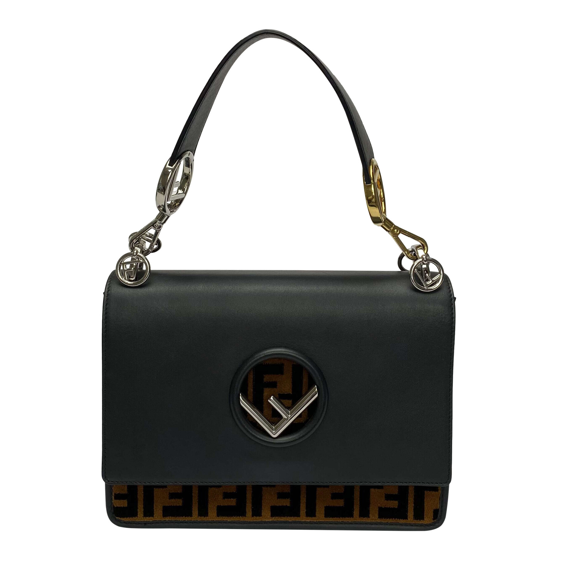 Bolsa Fendi Kan I F Preta com Veludo