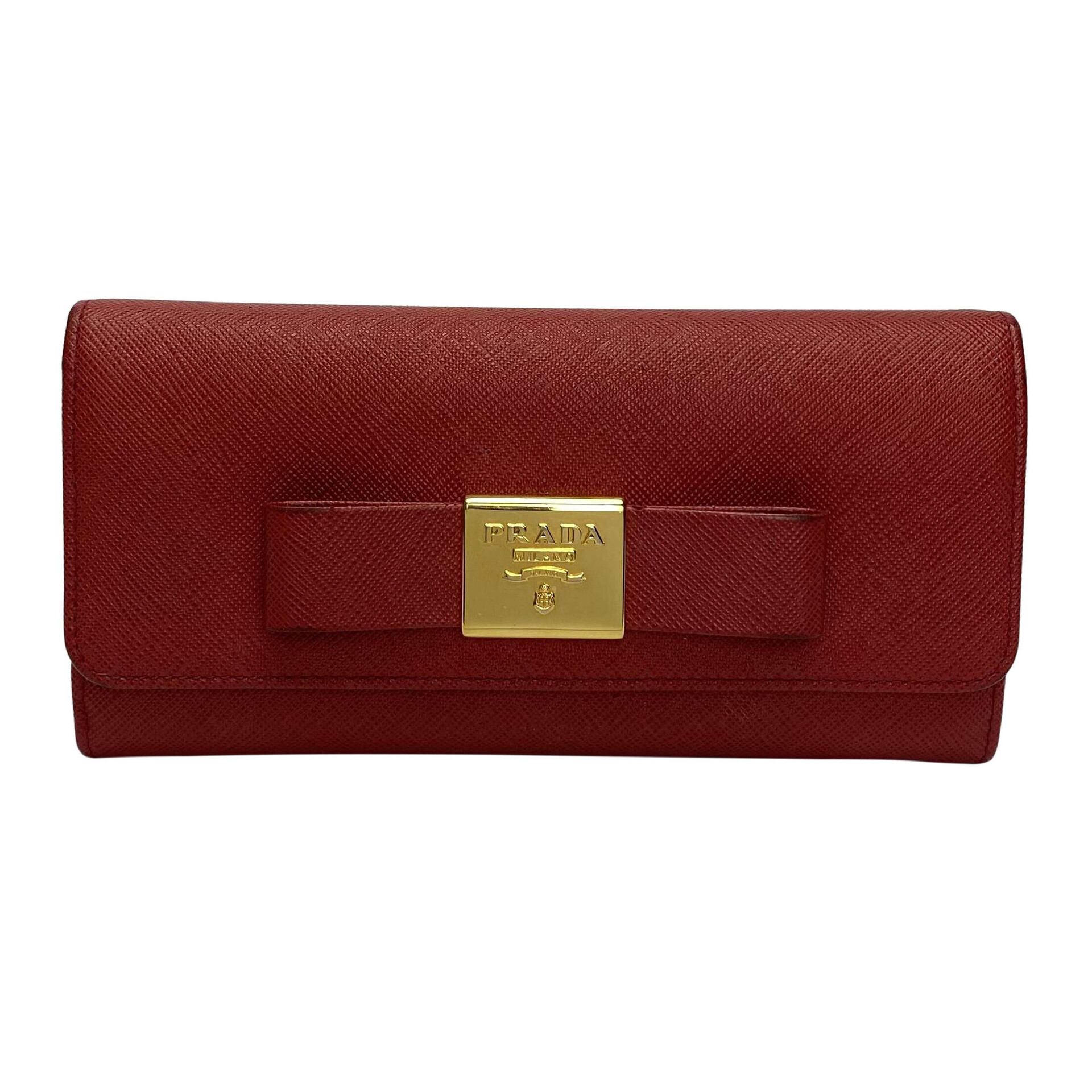 Carteira Prada Couro Laço Vermelha