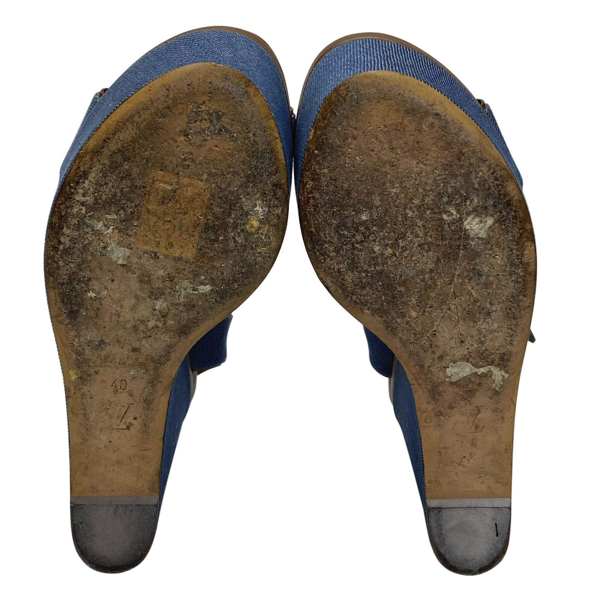 Sandália Louis Vuitton Anabela Denim