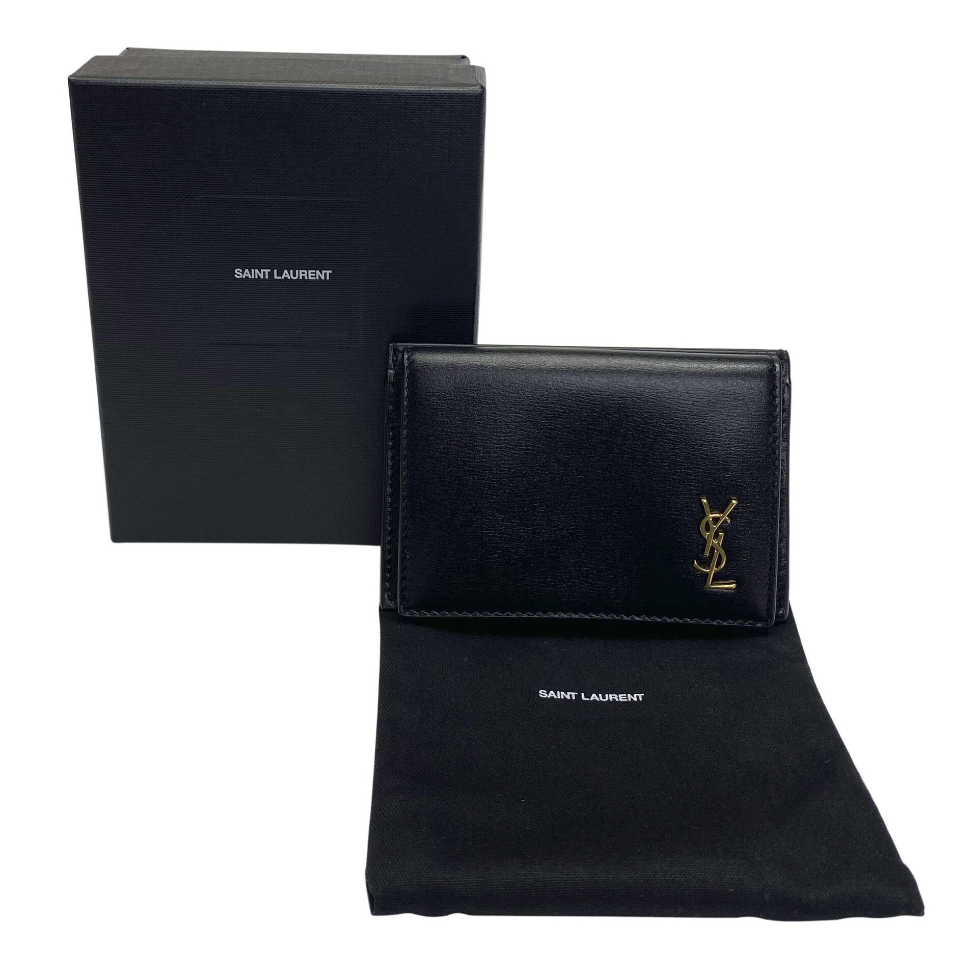 Porta-Cartões Saint Laurent Couro Preto