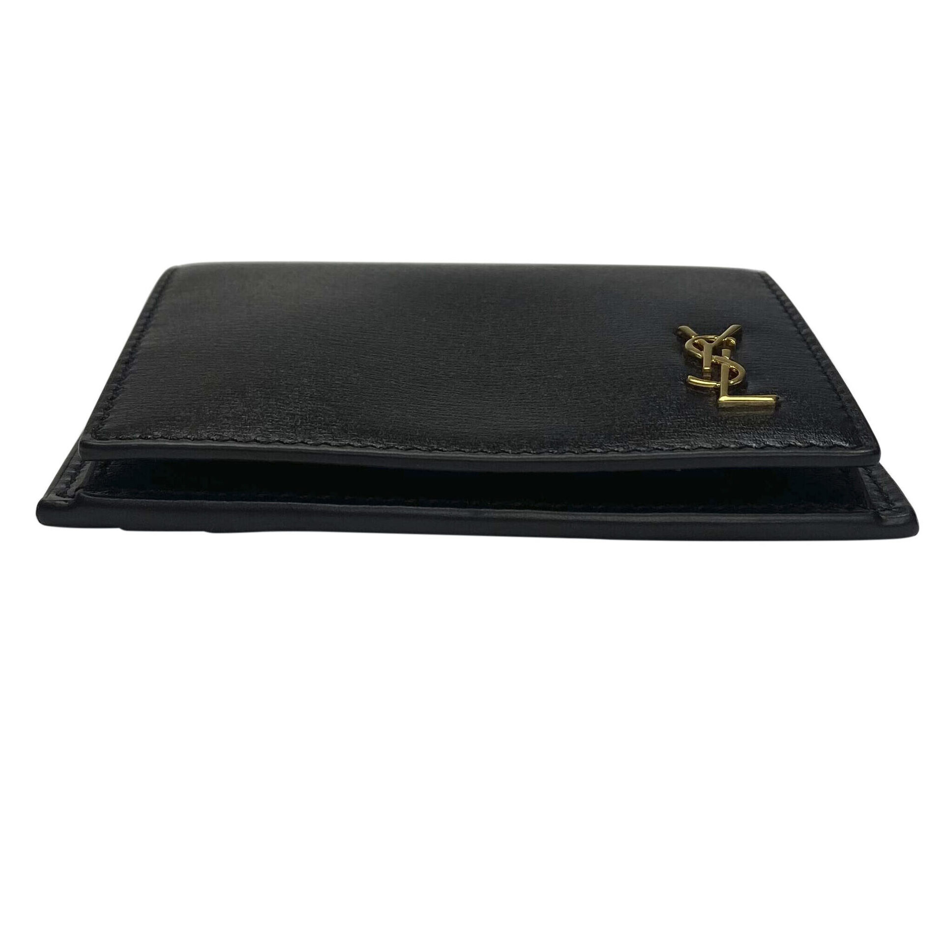 Porta-Cartões Saint Laurent Couro Preto