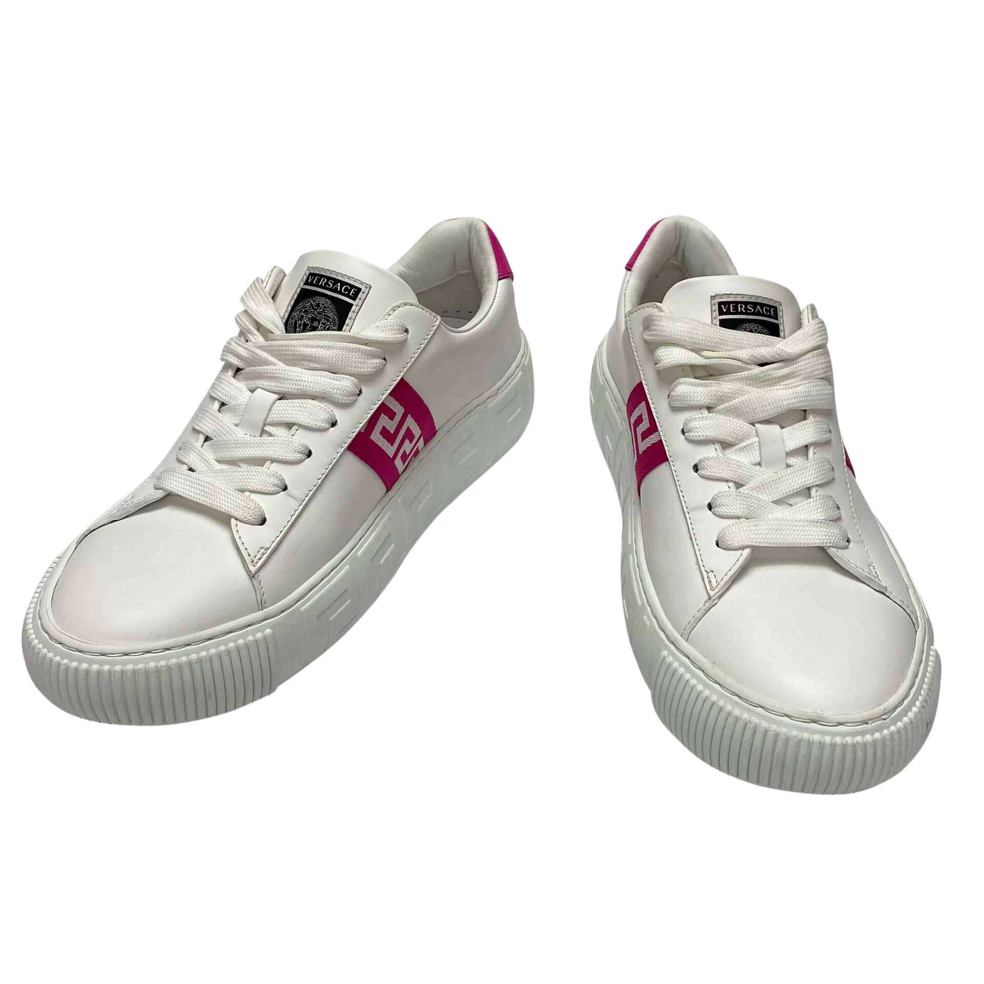 Tênis Versace Greca Couro Branco