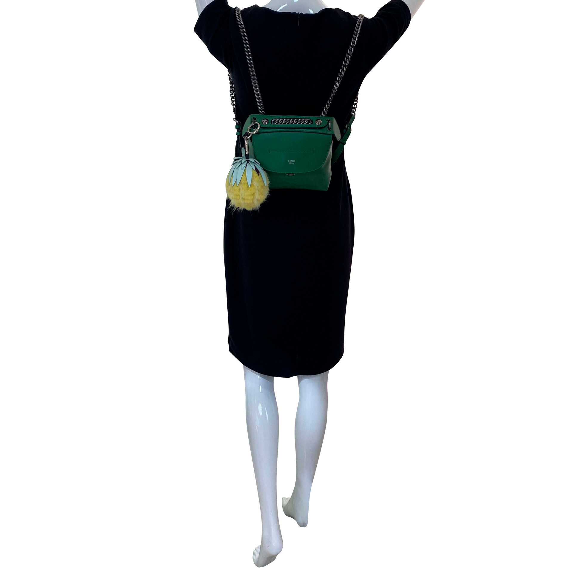 Bolsa Fendi W / Anana's Keychain Couro Verde