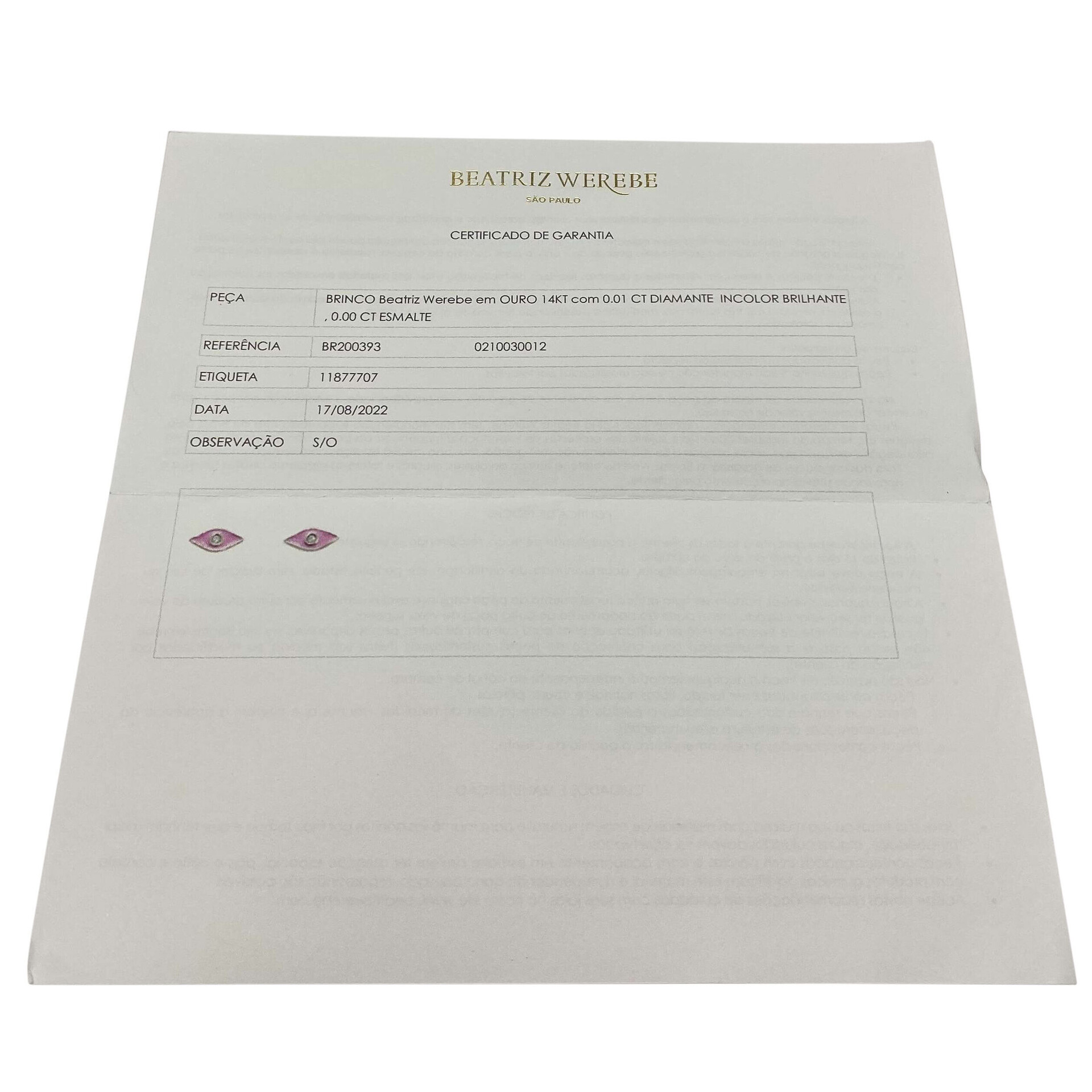 Par de Brincos Beatriz Werebe Olho Grego