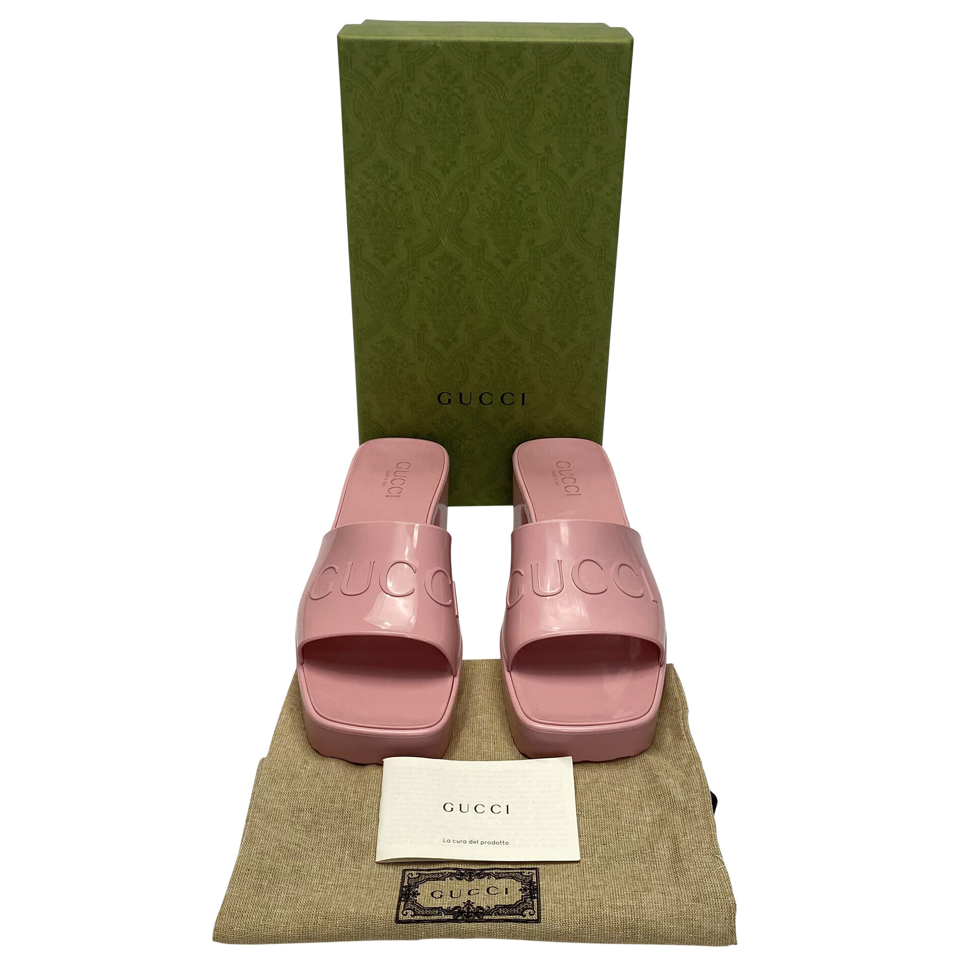 Sandália Gucci Rubber Slides Rosa