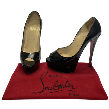 Peep Toe Christian Louboutin Verniz Preto