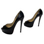 Peep Toe Christian Louboutin Verniz Preto