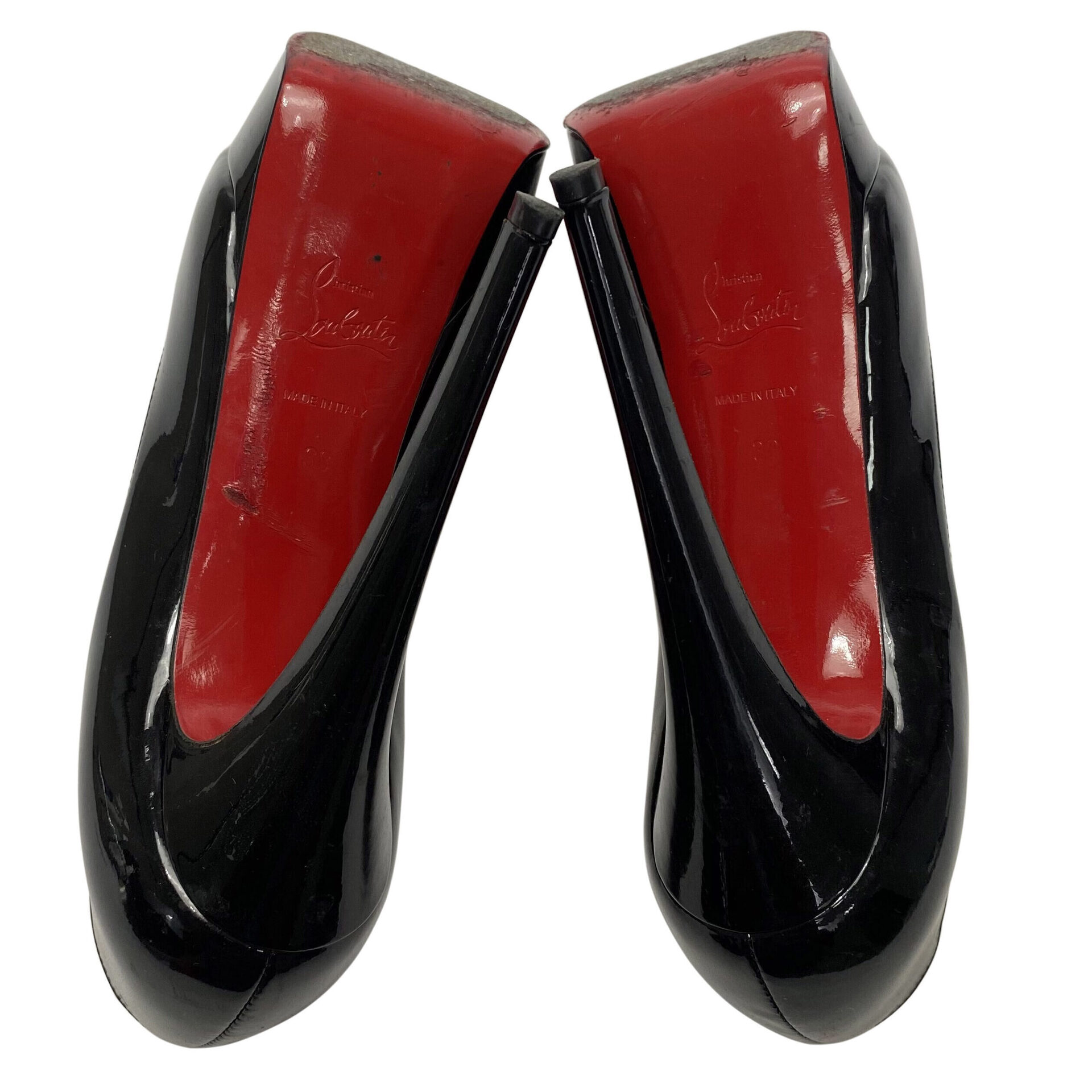 Peep Toe Christian Louboutin Verniz Preto