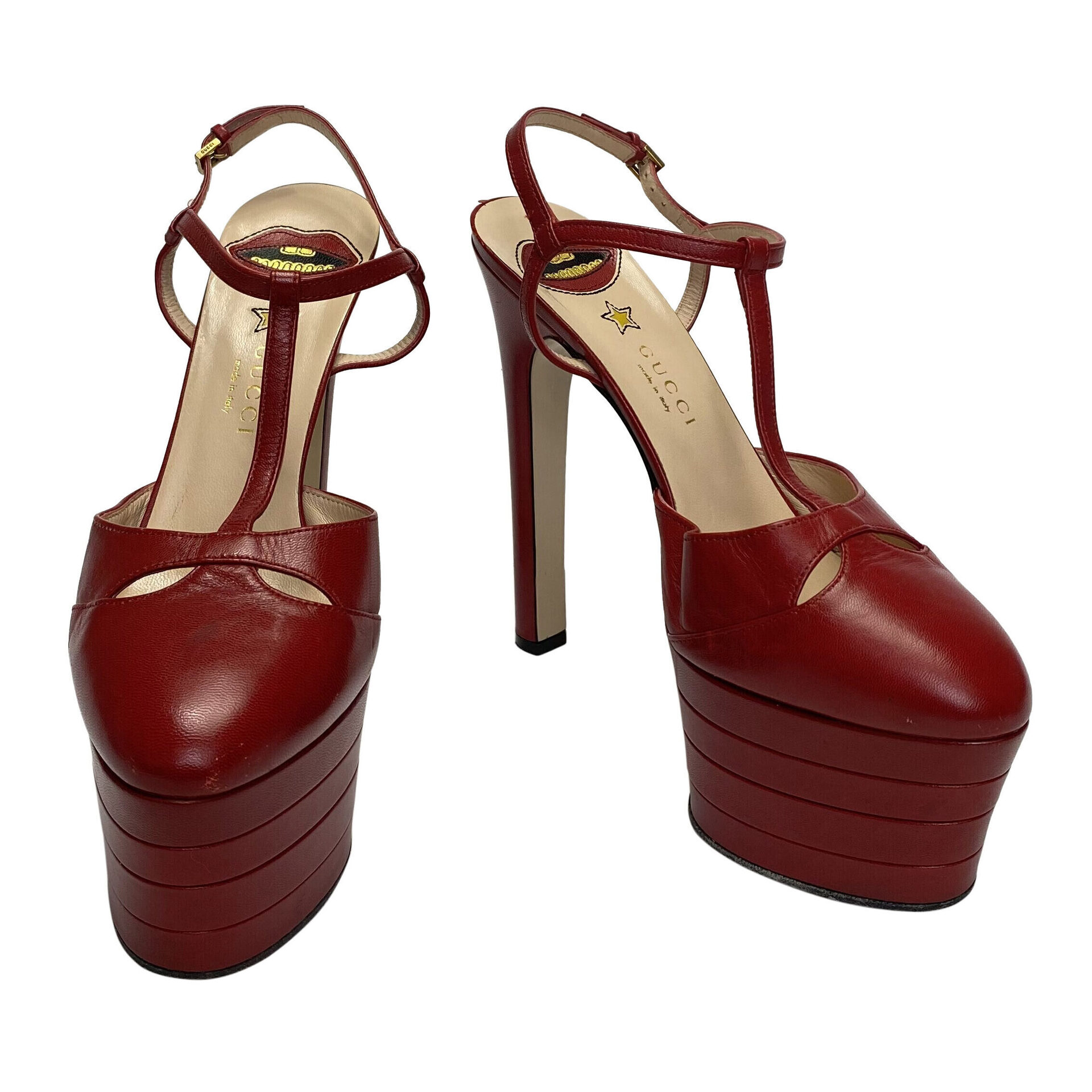 Sandália Gucci Angel T-Strap Vermelho
