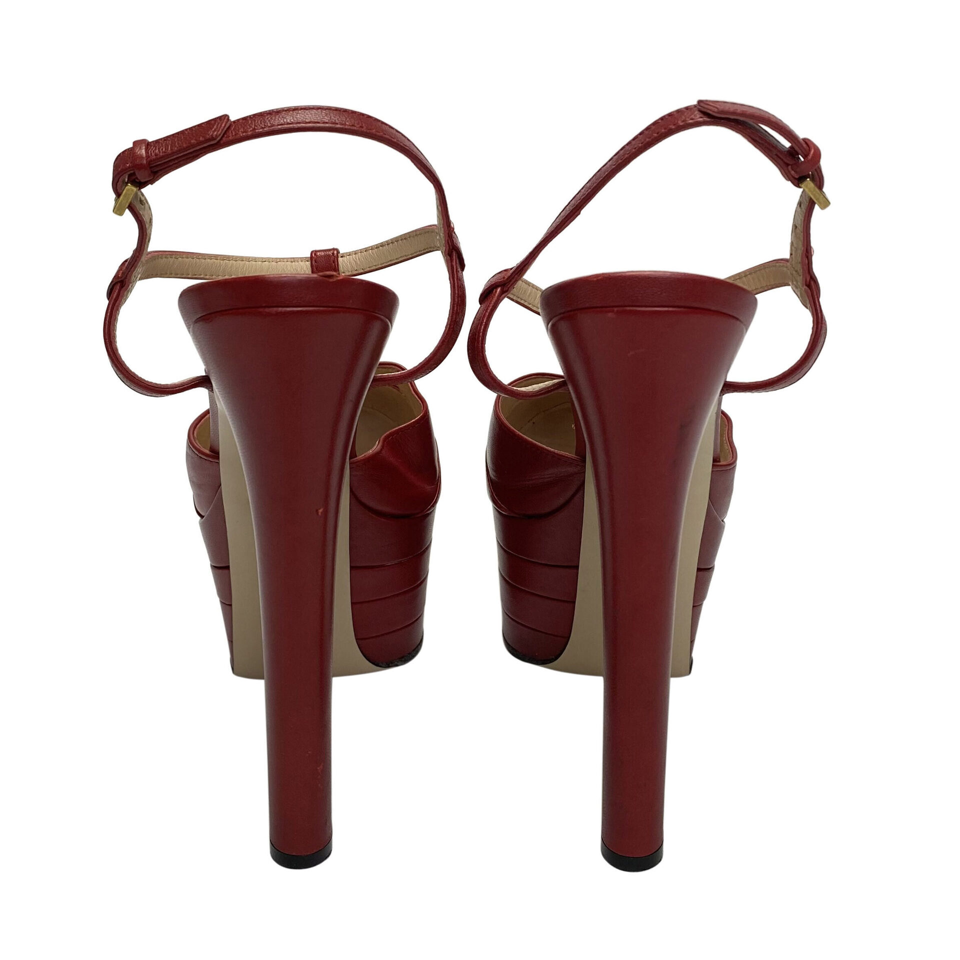 Sandália Gucci Angel T-Strap Vermelho