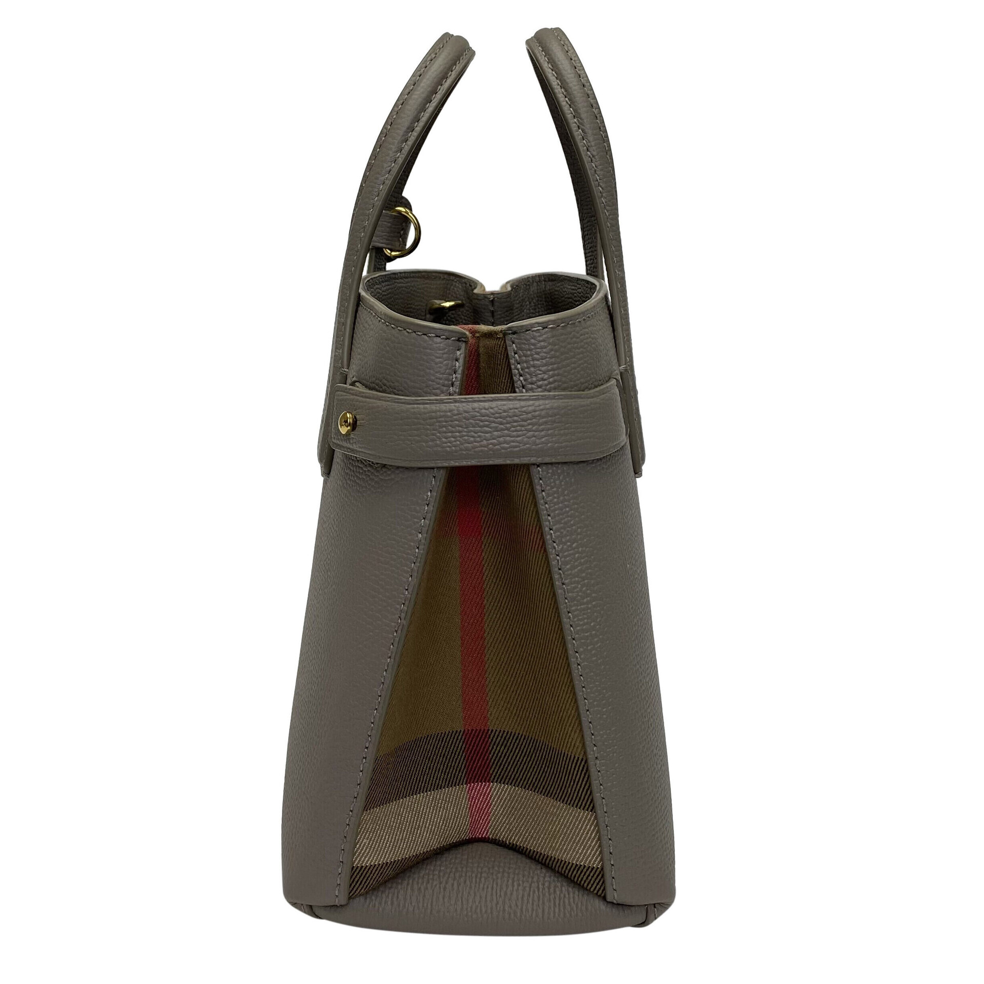 Bolsa Burberry Banner Couro Cinza Pequena