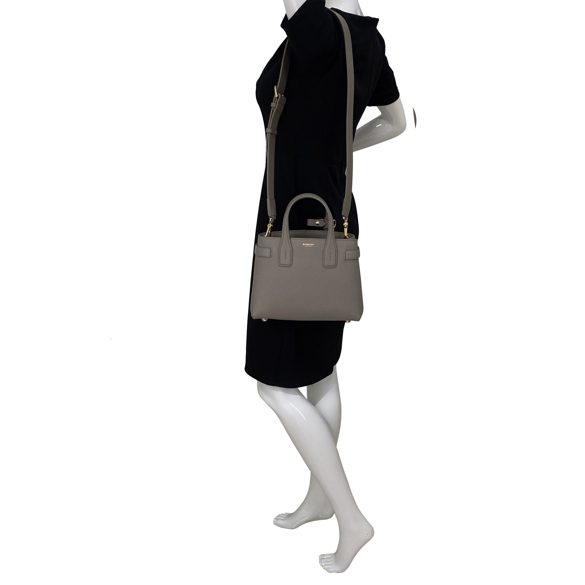 Bolsa Burberry Banner Couro Cinza Pequena