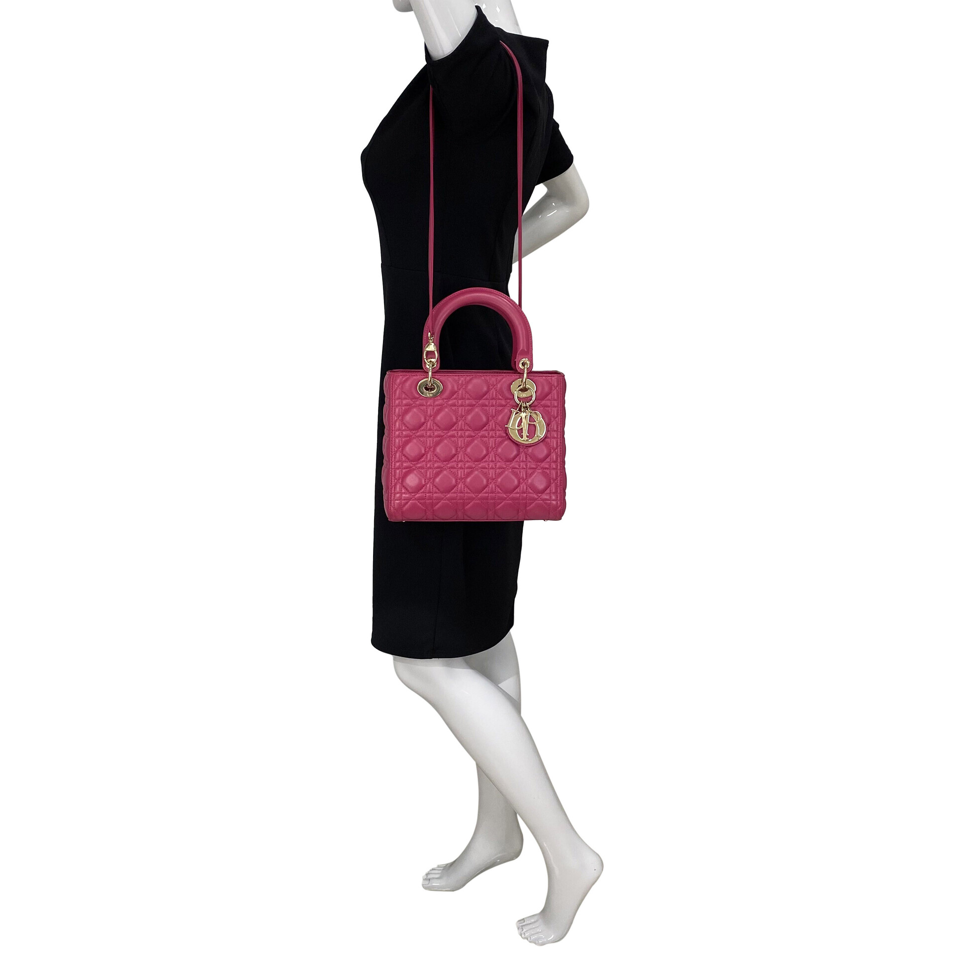 Bolsa Christian Dior Lady Dior Couro Pink