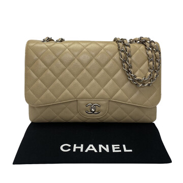 Bolsa Chanel Single Flap Jumbo Bege