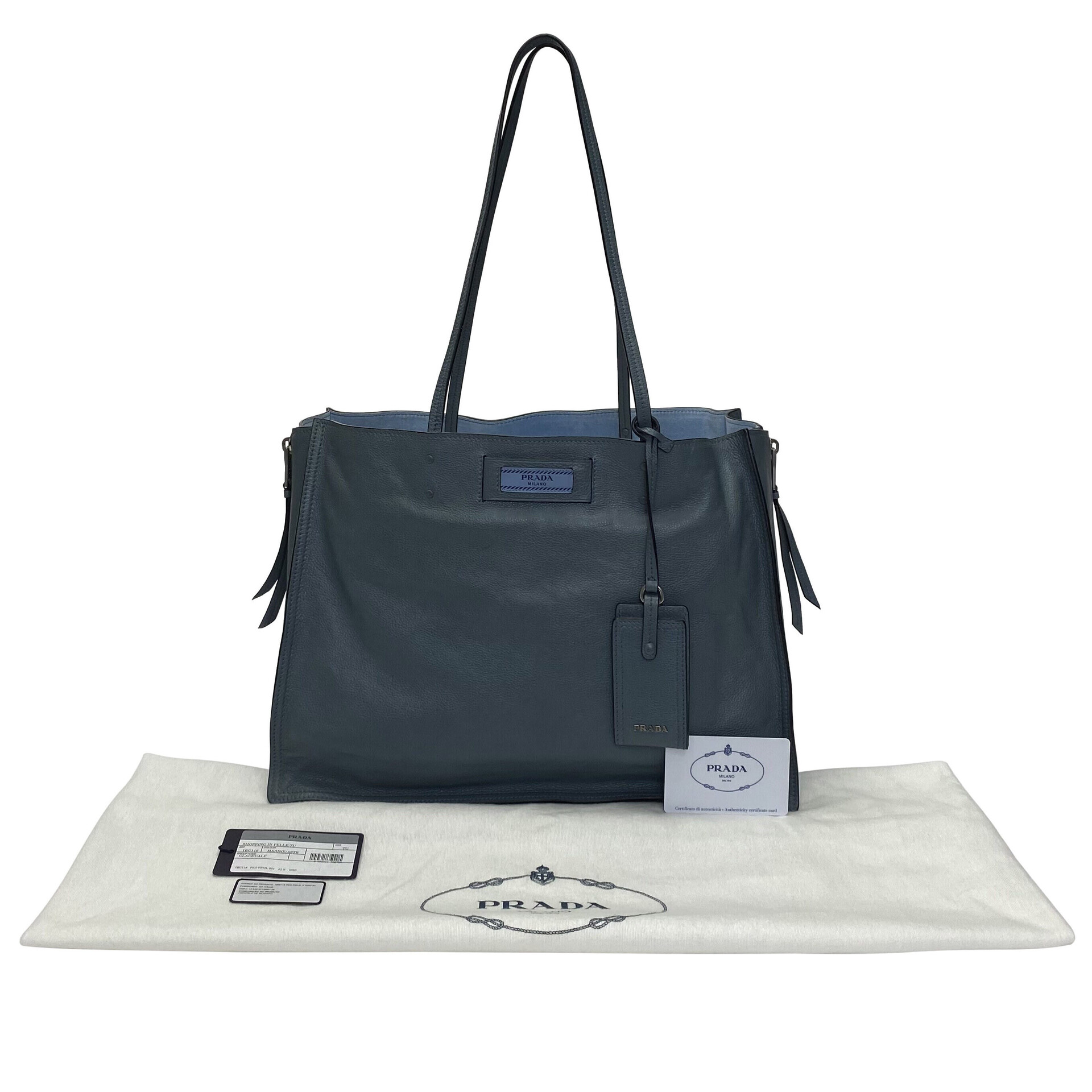Bolsa Prada Etiquette Shopping Bag Azul Marine