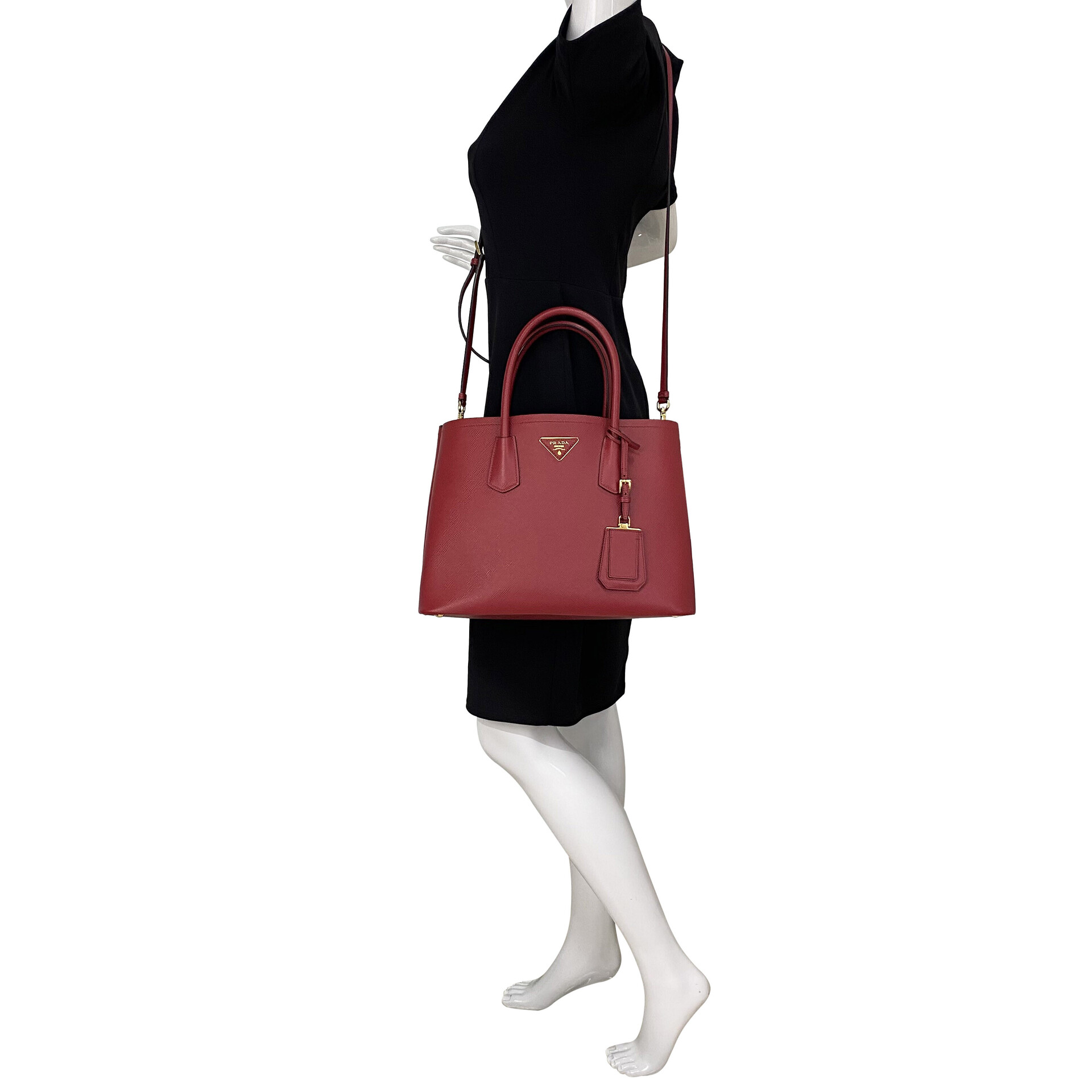 Bolsa Prada Double Couro Saffiano Vermelha