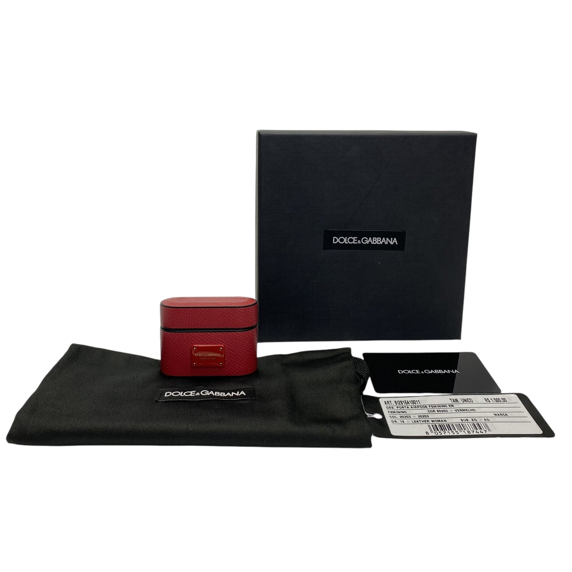 Porta-Airpods Dolce & Gabbana Couro Vermelho