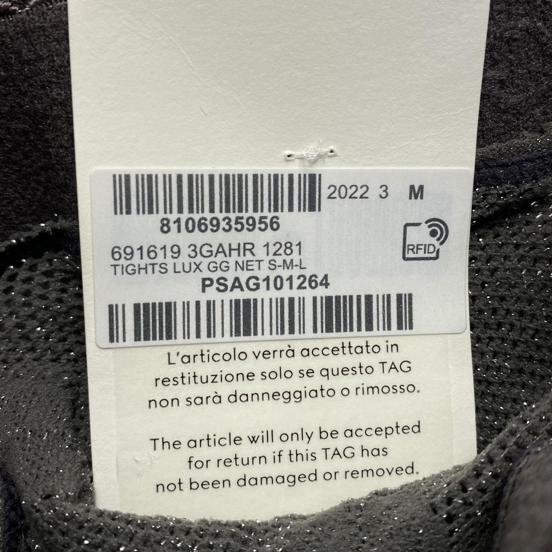 Meia-Calça Gucci Cinza Detalhe Lurex GG