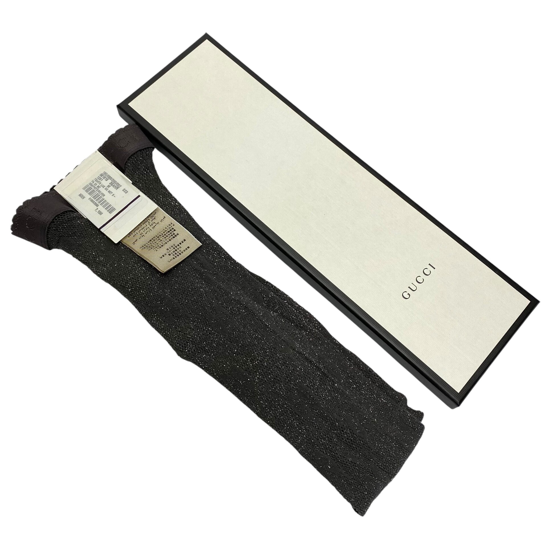 Meia-Calça Gucci Cinza Detalhe Lurex GG