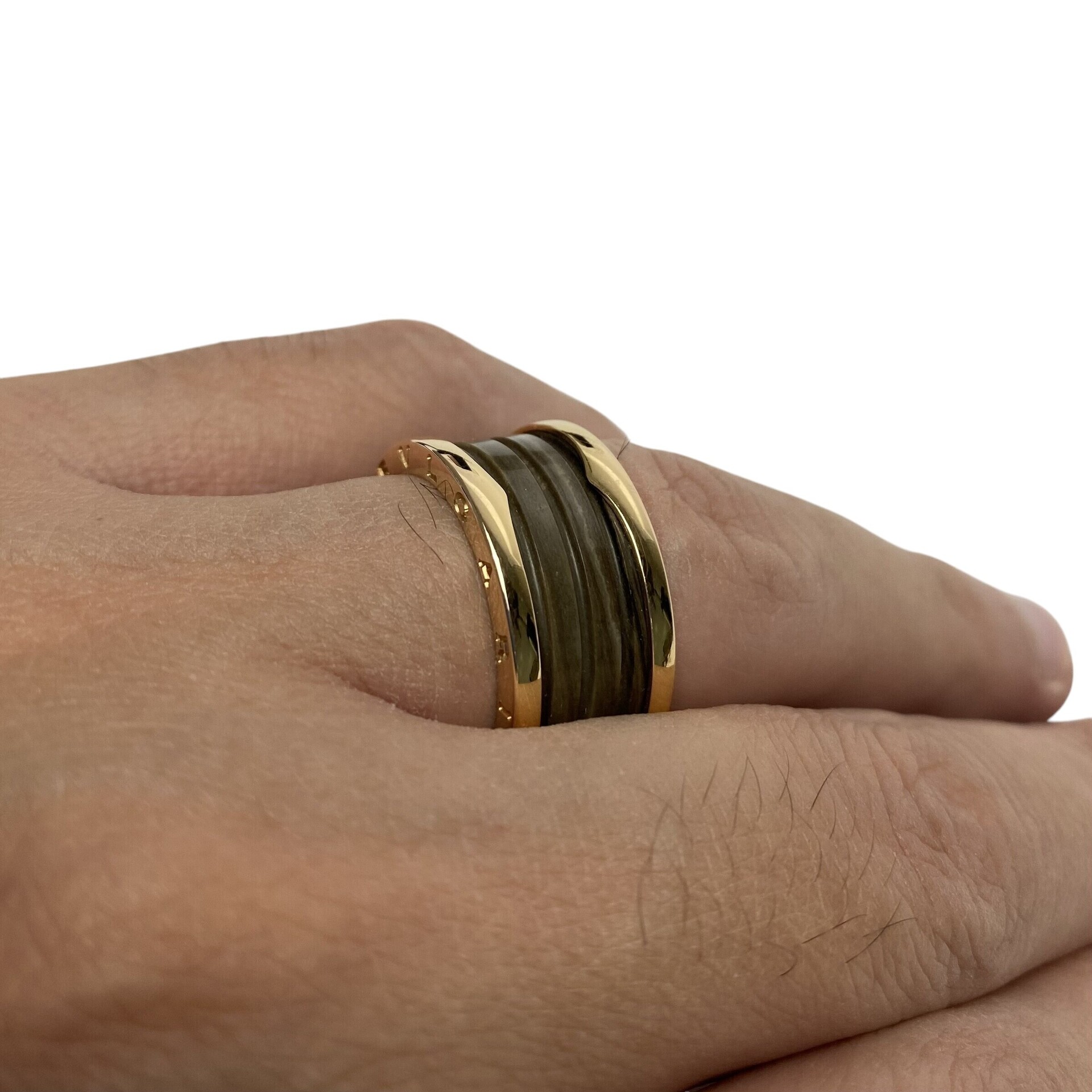 Anel Bvlgari B. Zero 1 Ouro Rose com Cerâmica