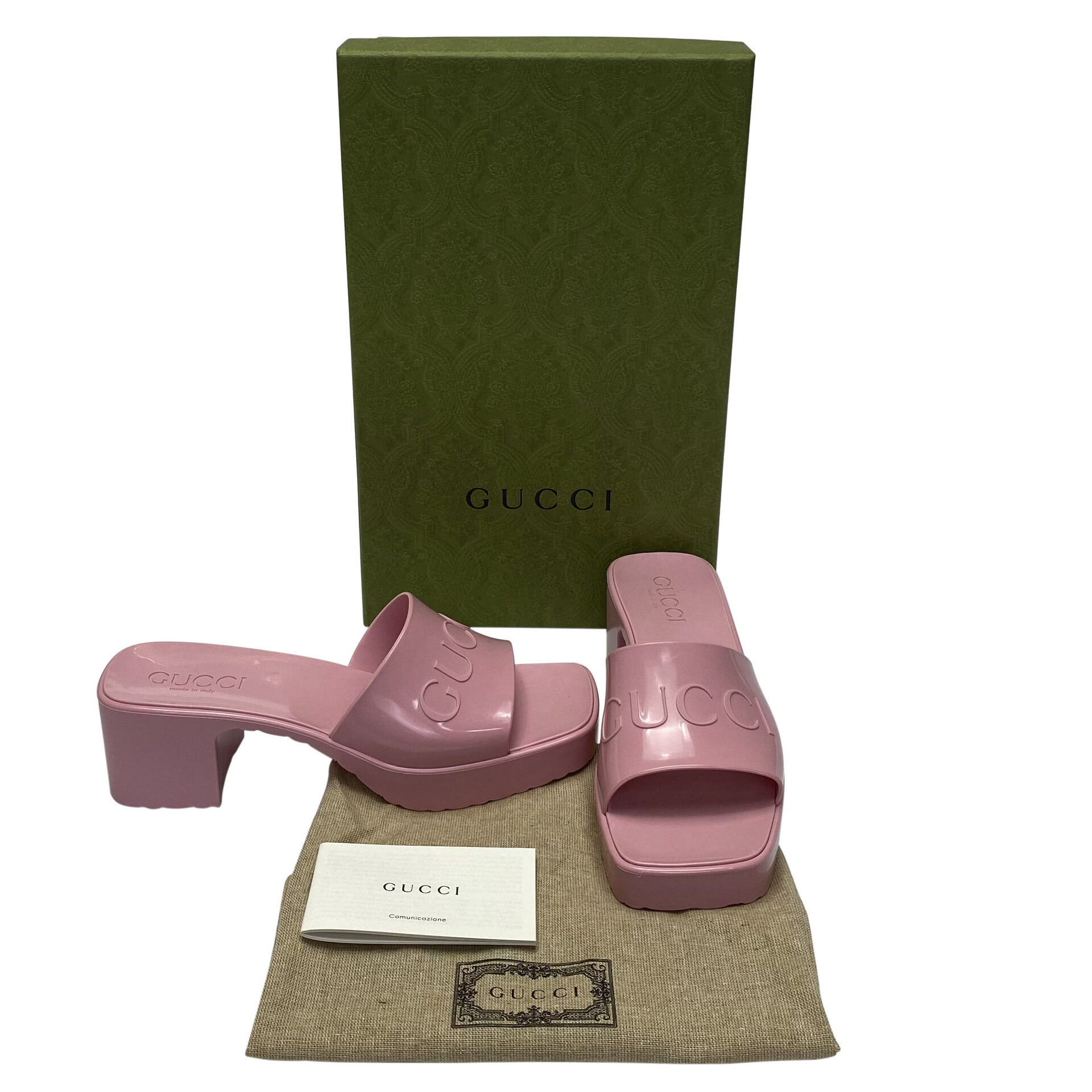 Sandália Gucci Rubber Slides Rosa