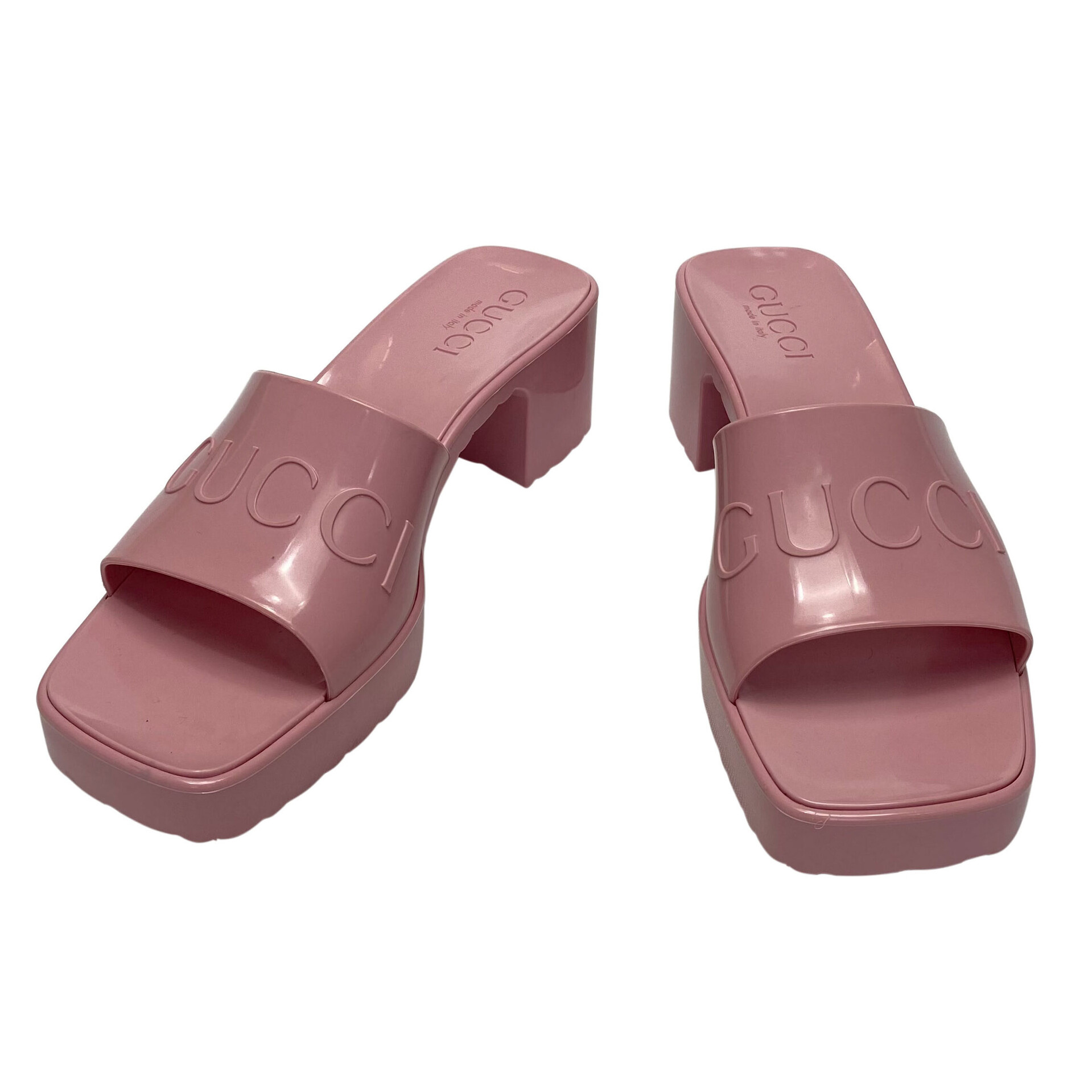 Sandália Gucci Rubber Slides Rosa