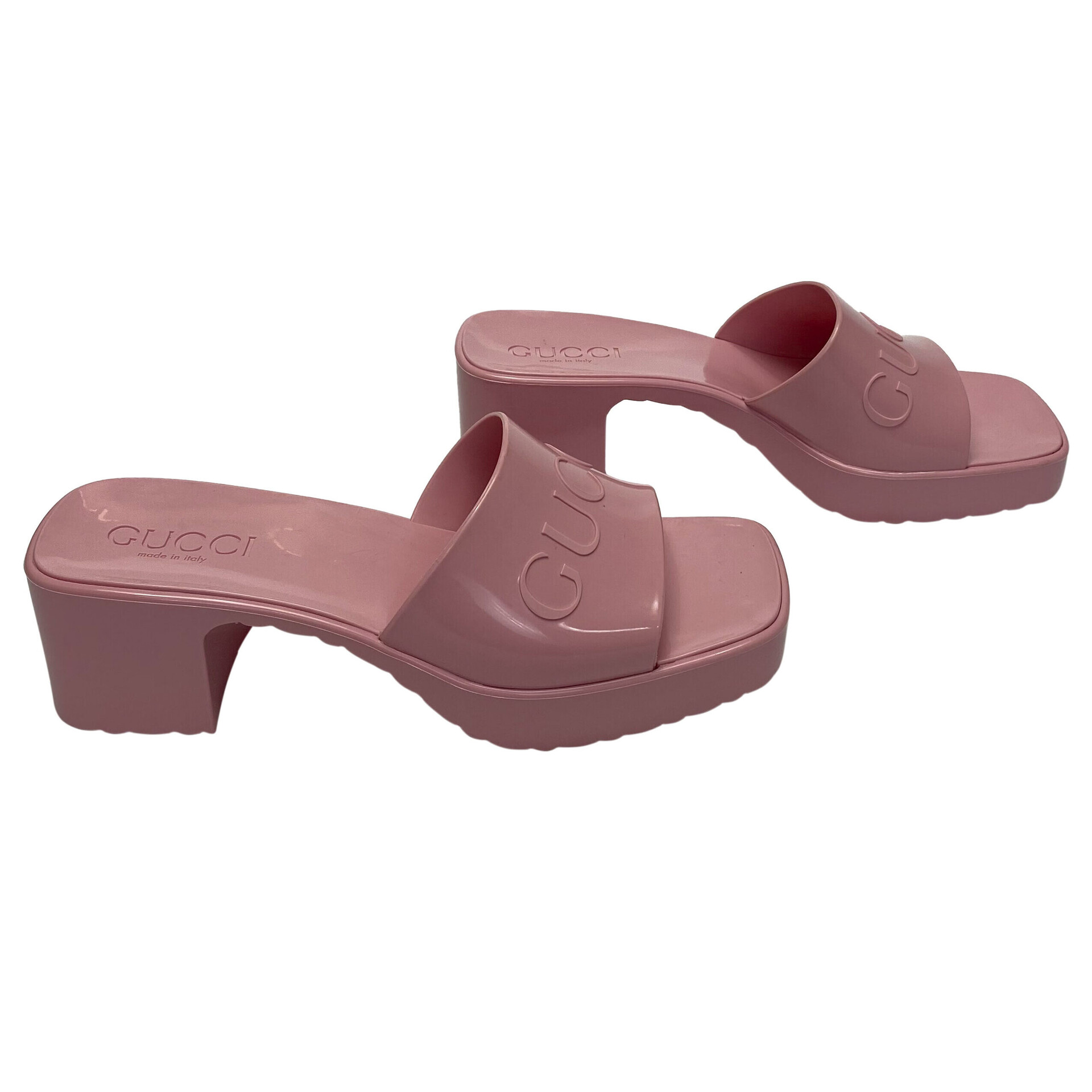 Sandália Gucci Rubber Slides Rosa