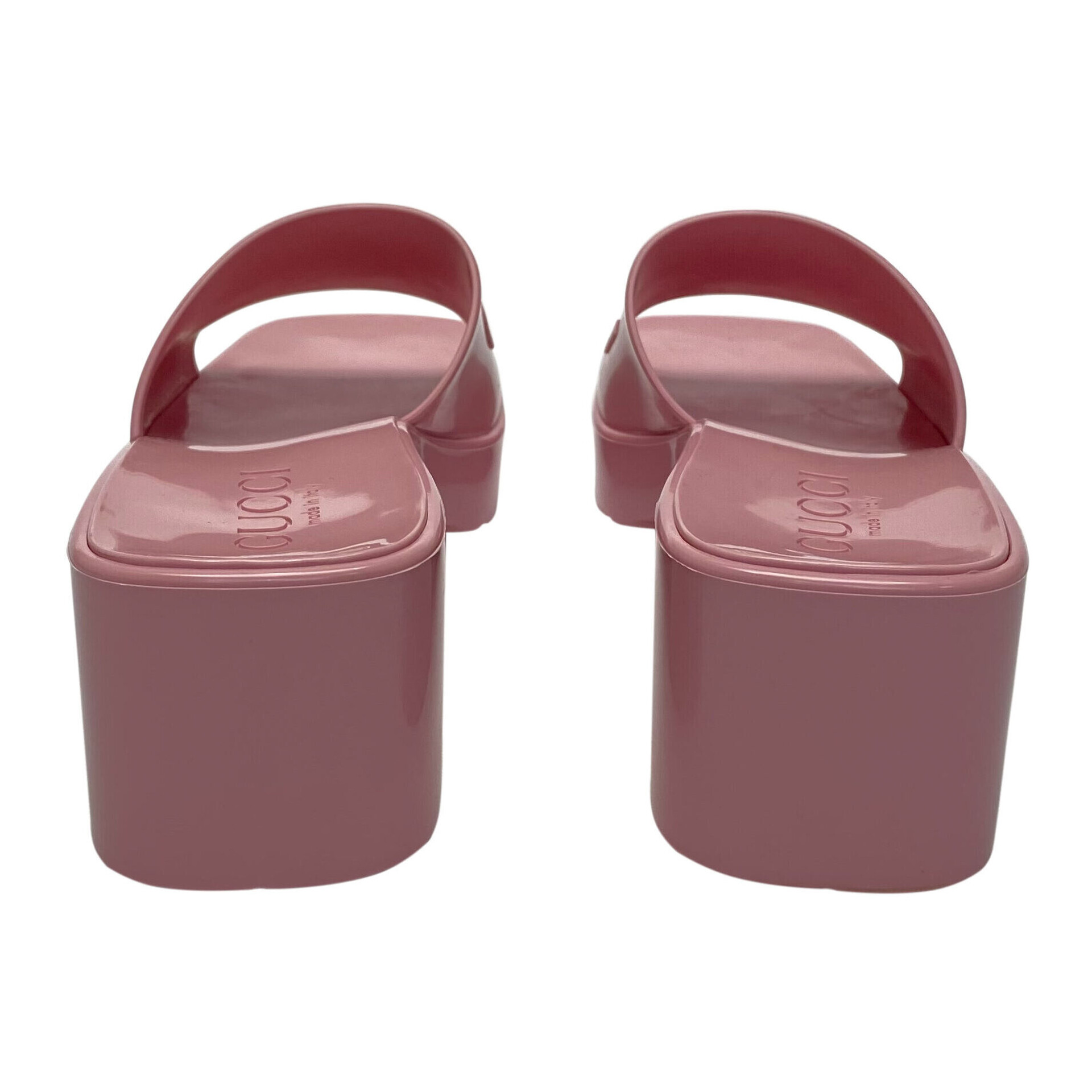 Sandália Gucci Rubber Slides Rosa