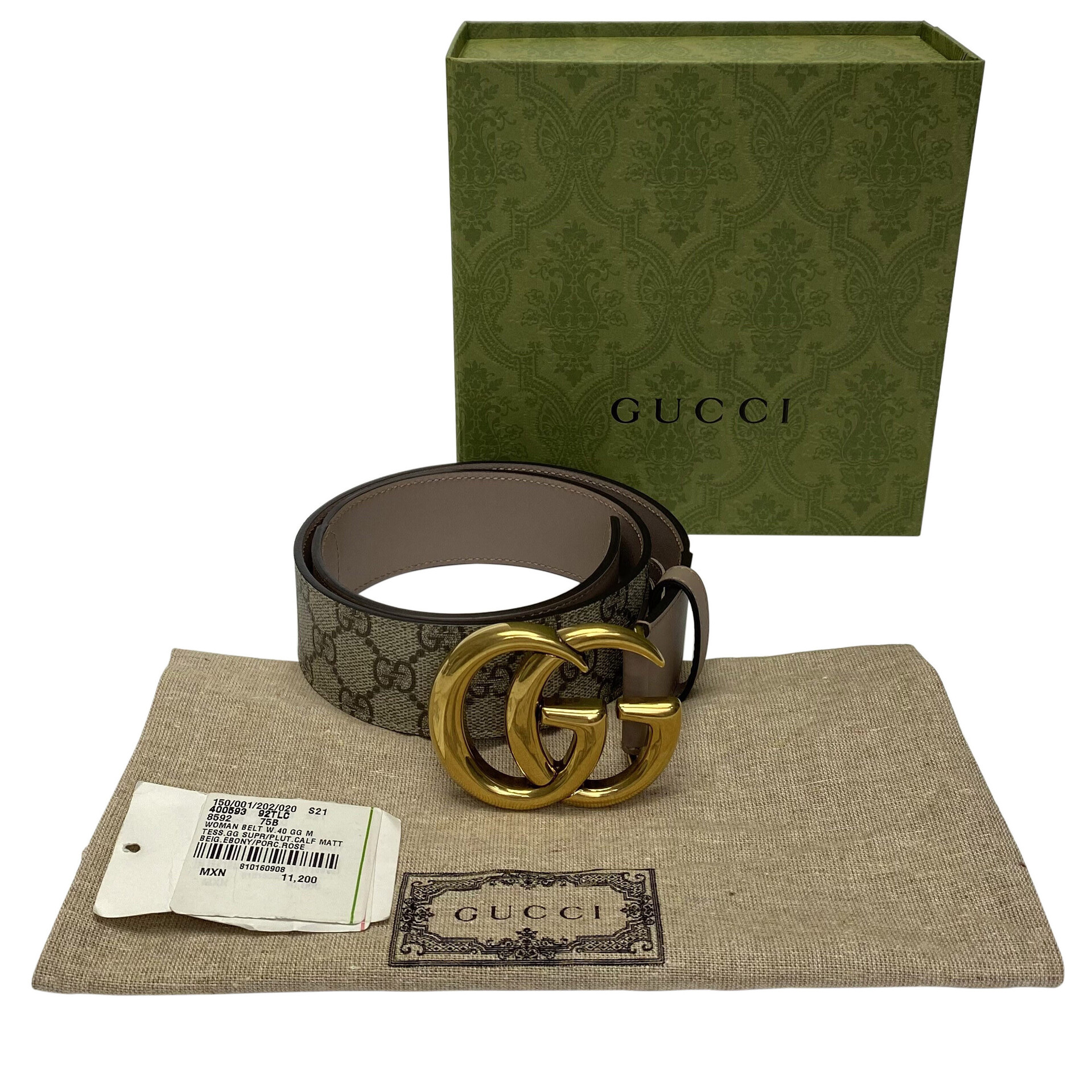 Cinto Gucci GG Monograma e Nude