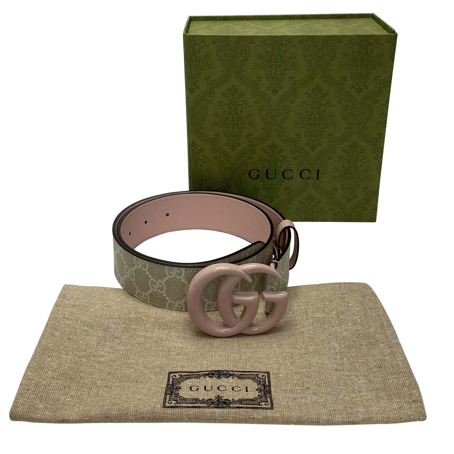 Cinto Gucci GG Monograma e Rosa