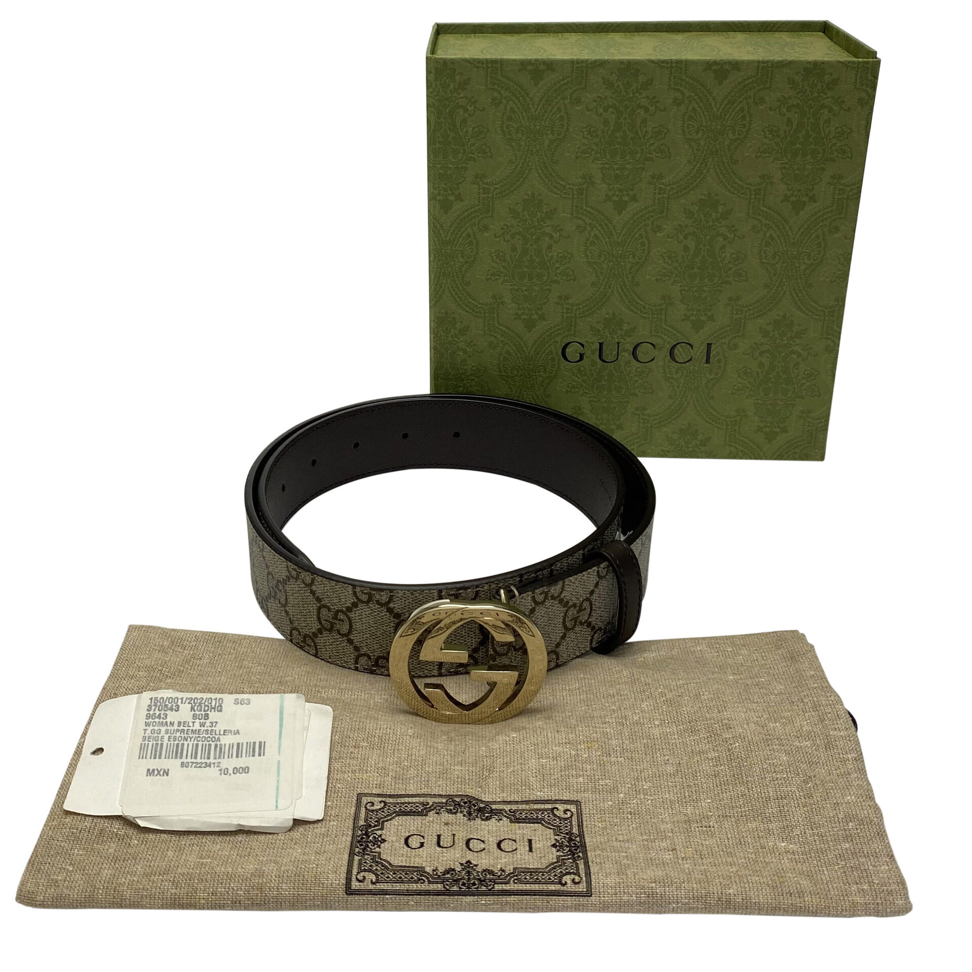 Cinto Gucci GG Monograma e Marrom