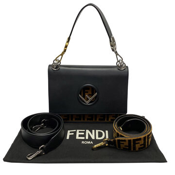 Bolsa Fendi Kan I F Preta com Veludo