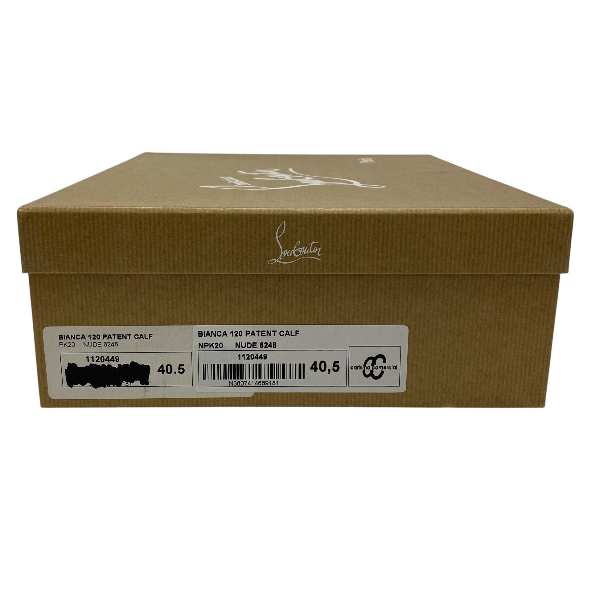 Scarpin Christian Louboutin Bianca 120 Verniz Bege