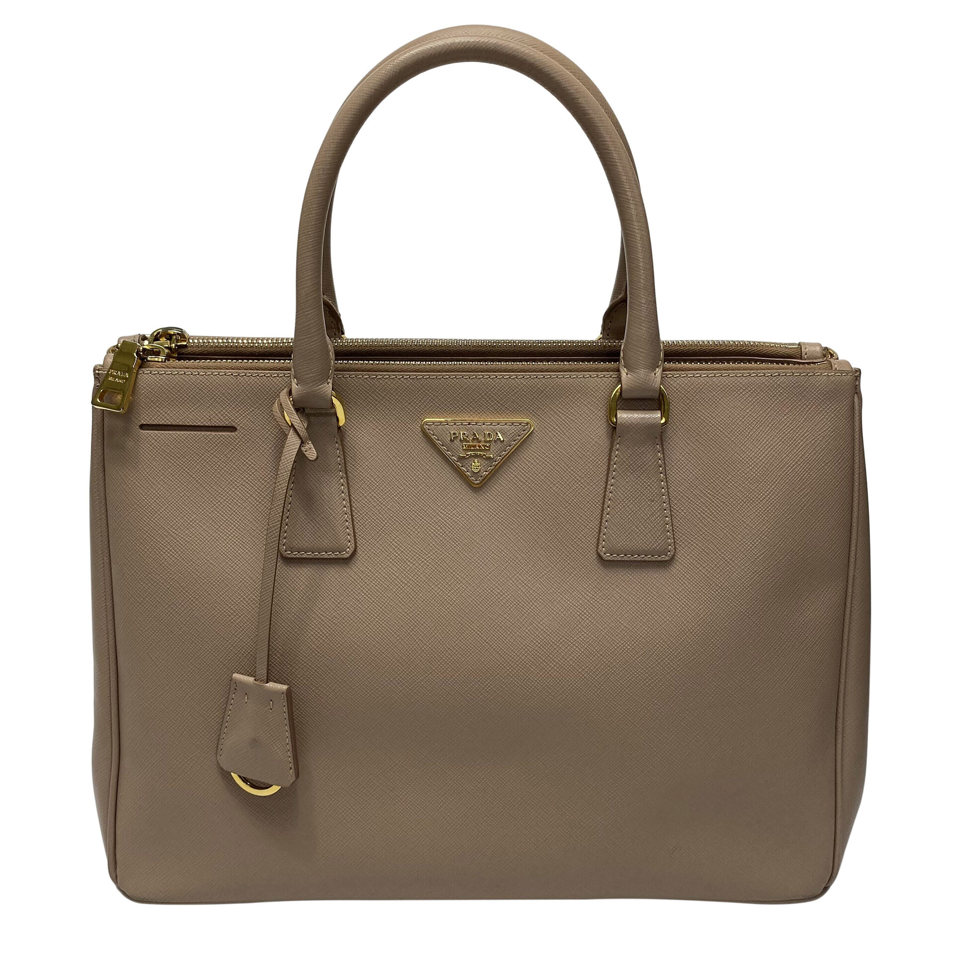 Bolsa Prada Galleria Couro Saffiano Nude