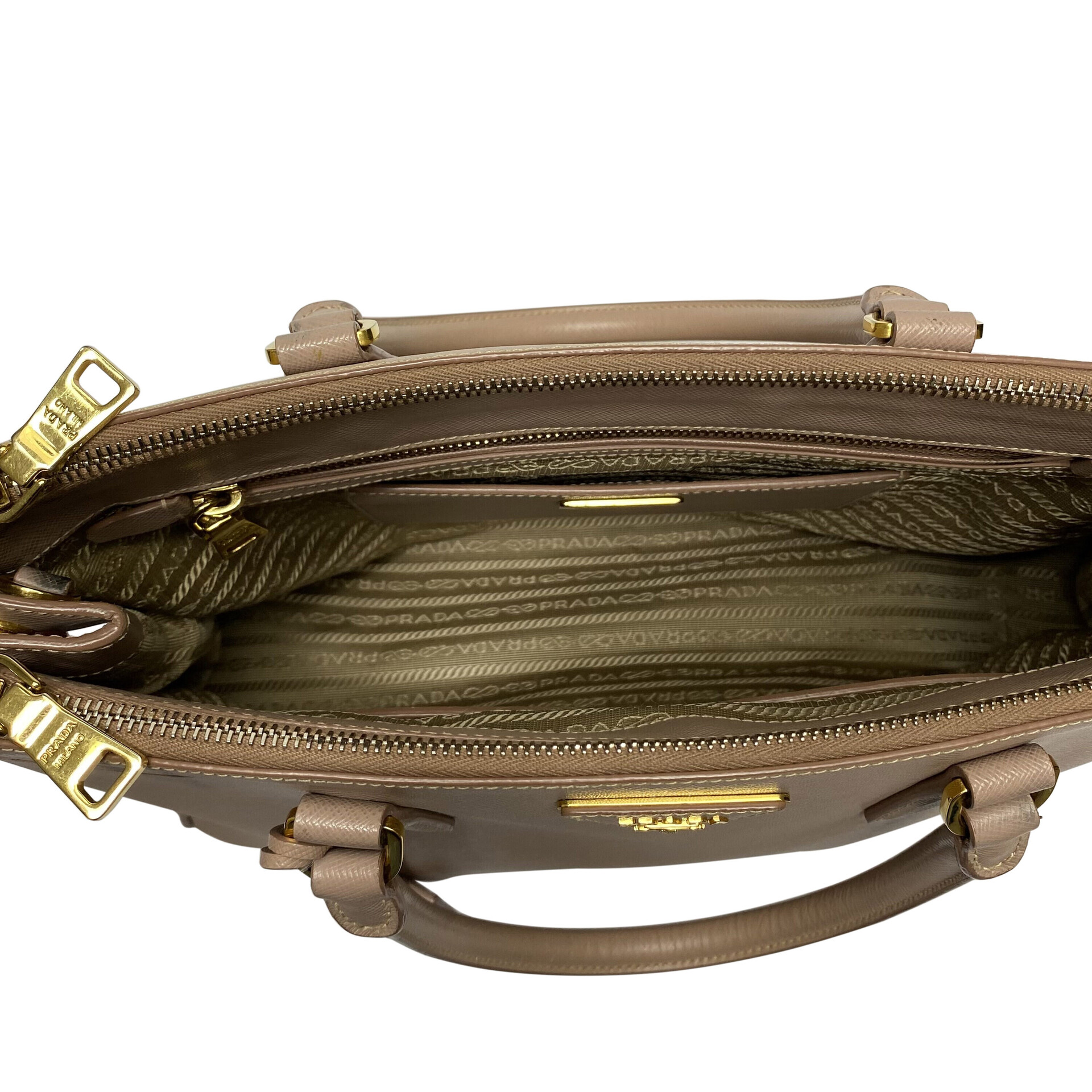 Bolsa Prada Galleria Couro Saffiano Nude