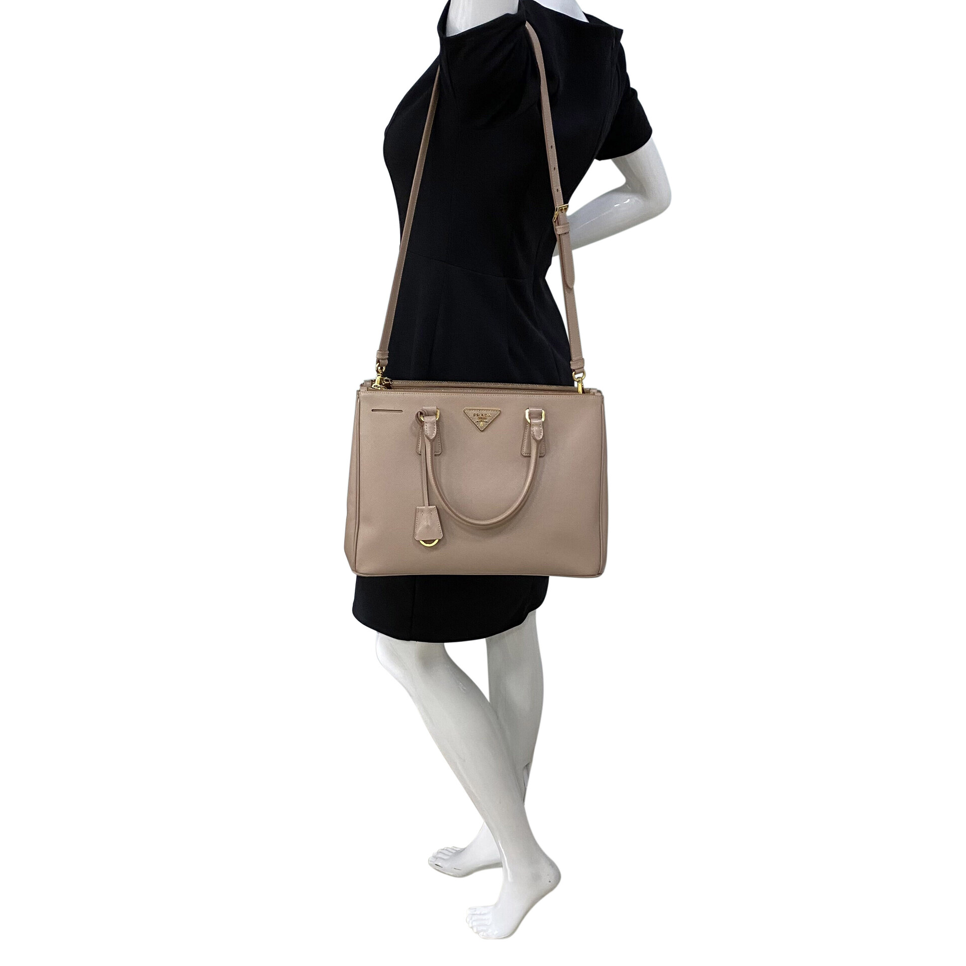 Bolsa Prada Galleria Couro Saffiano Nude