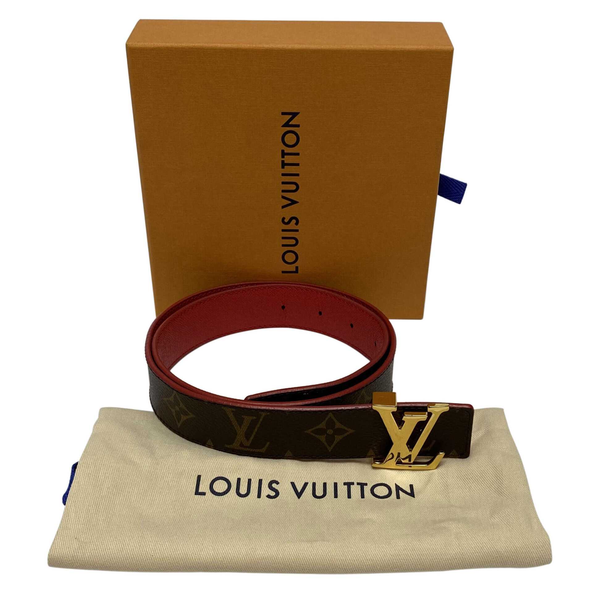 Cinto Louis Vuitton Initiales Reversível Vermelho