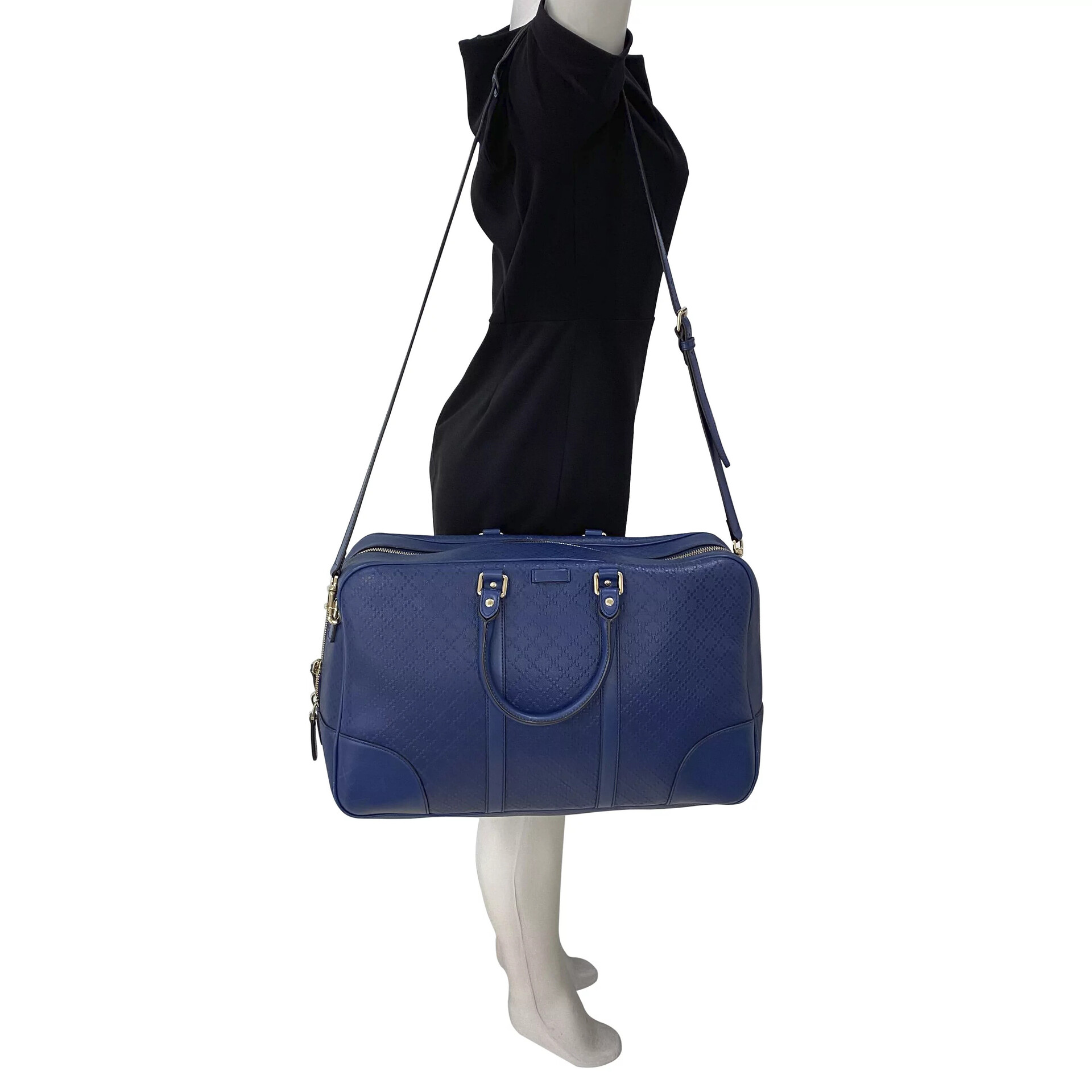 Mala de Mão Gucci Couro Azul