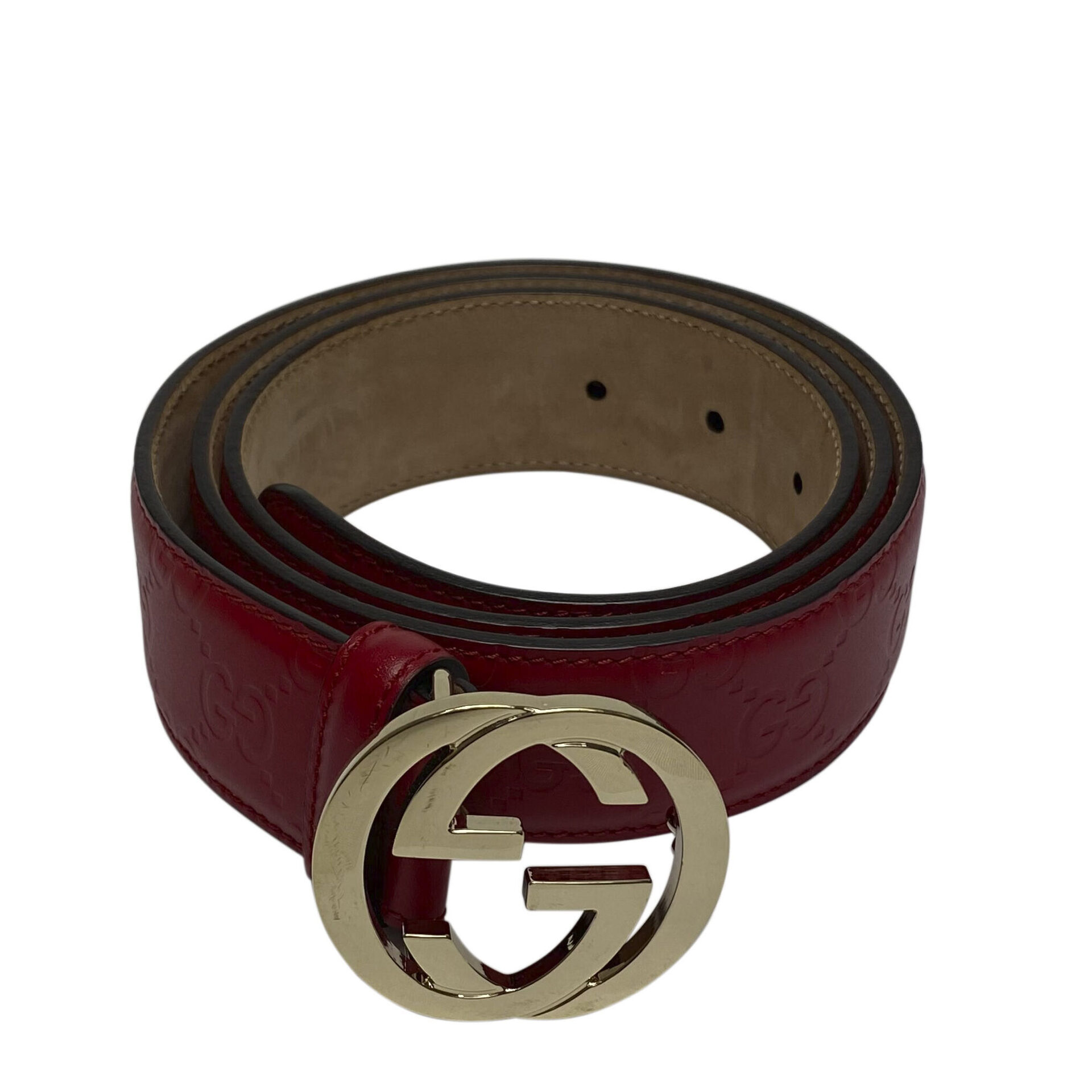 Cinto Gucci GG Monograma Vermelho