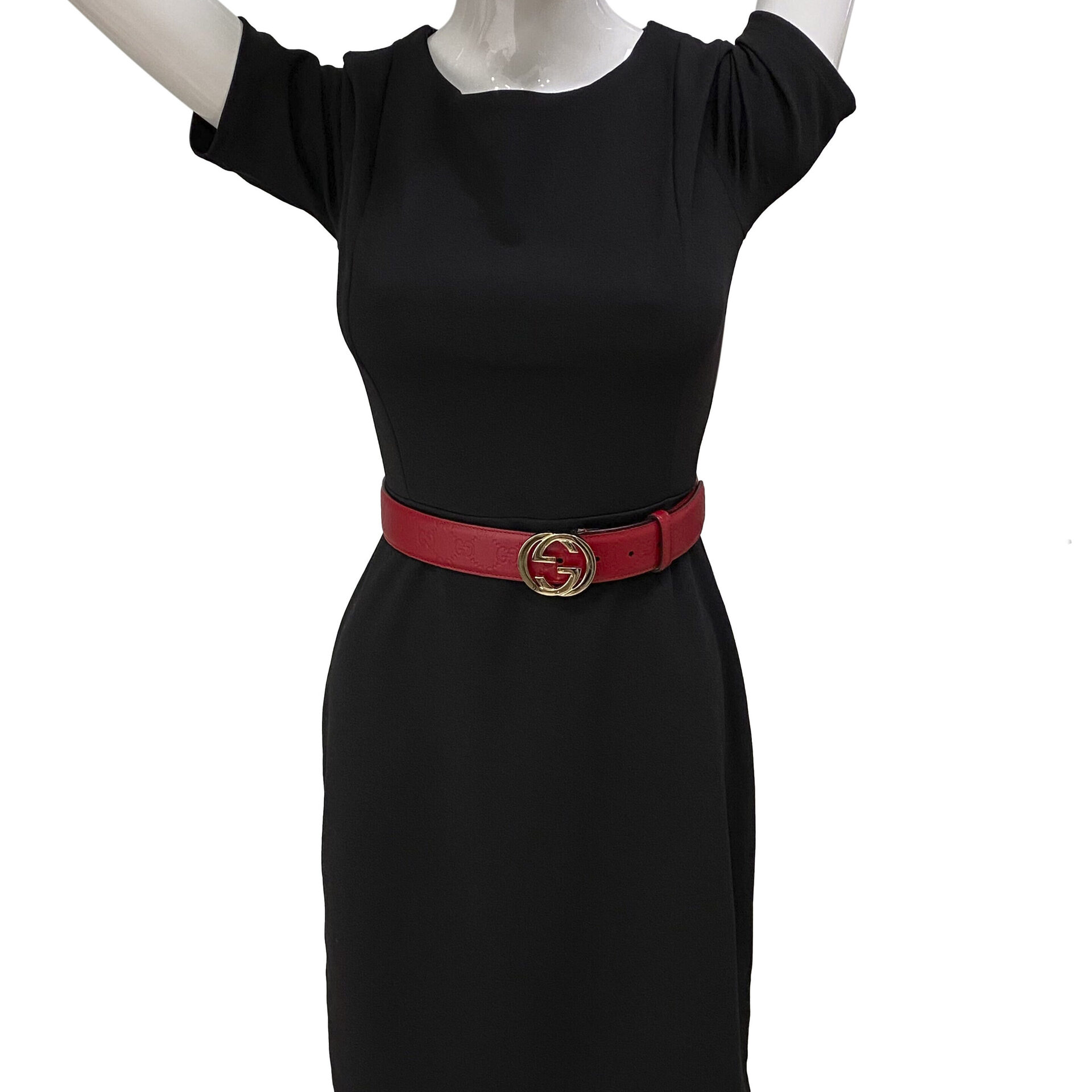 Cinto Gucci GG Monograma Vermelho