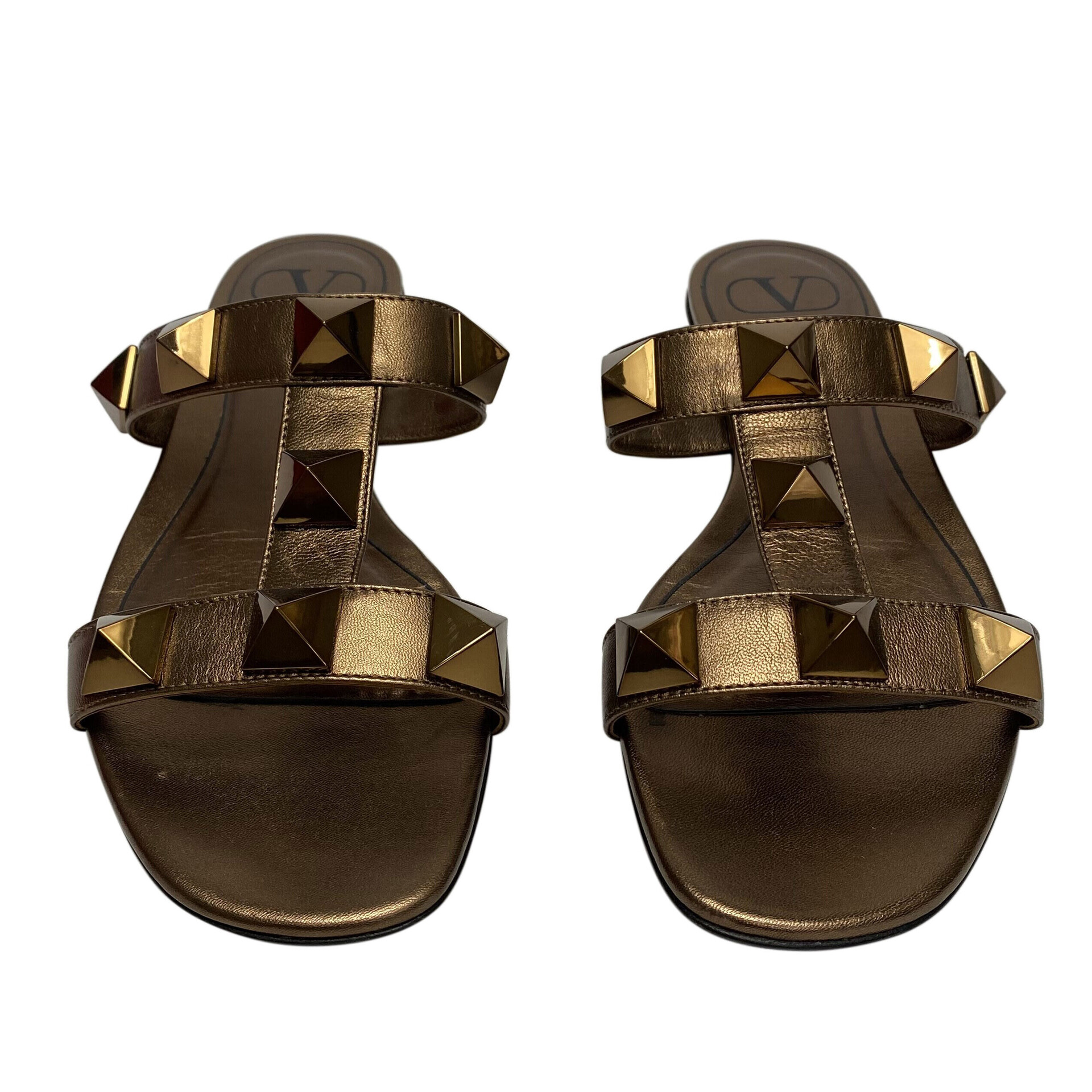 Flat Valentino Garavani Roman Stud Metalizada