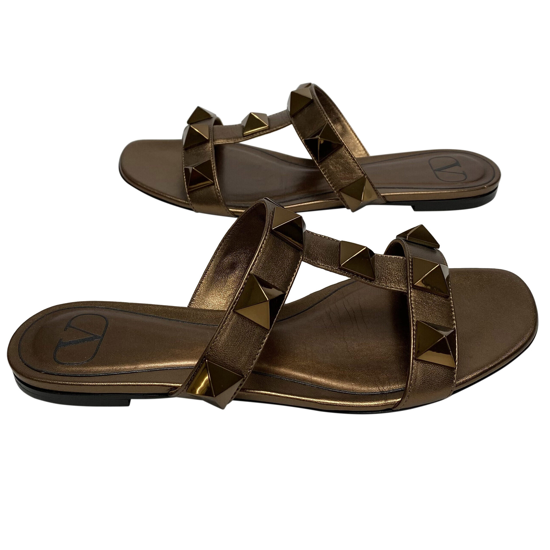 Flat Valentino Garavani Roman Stud Metalizada