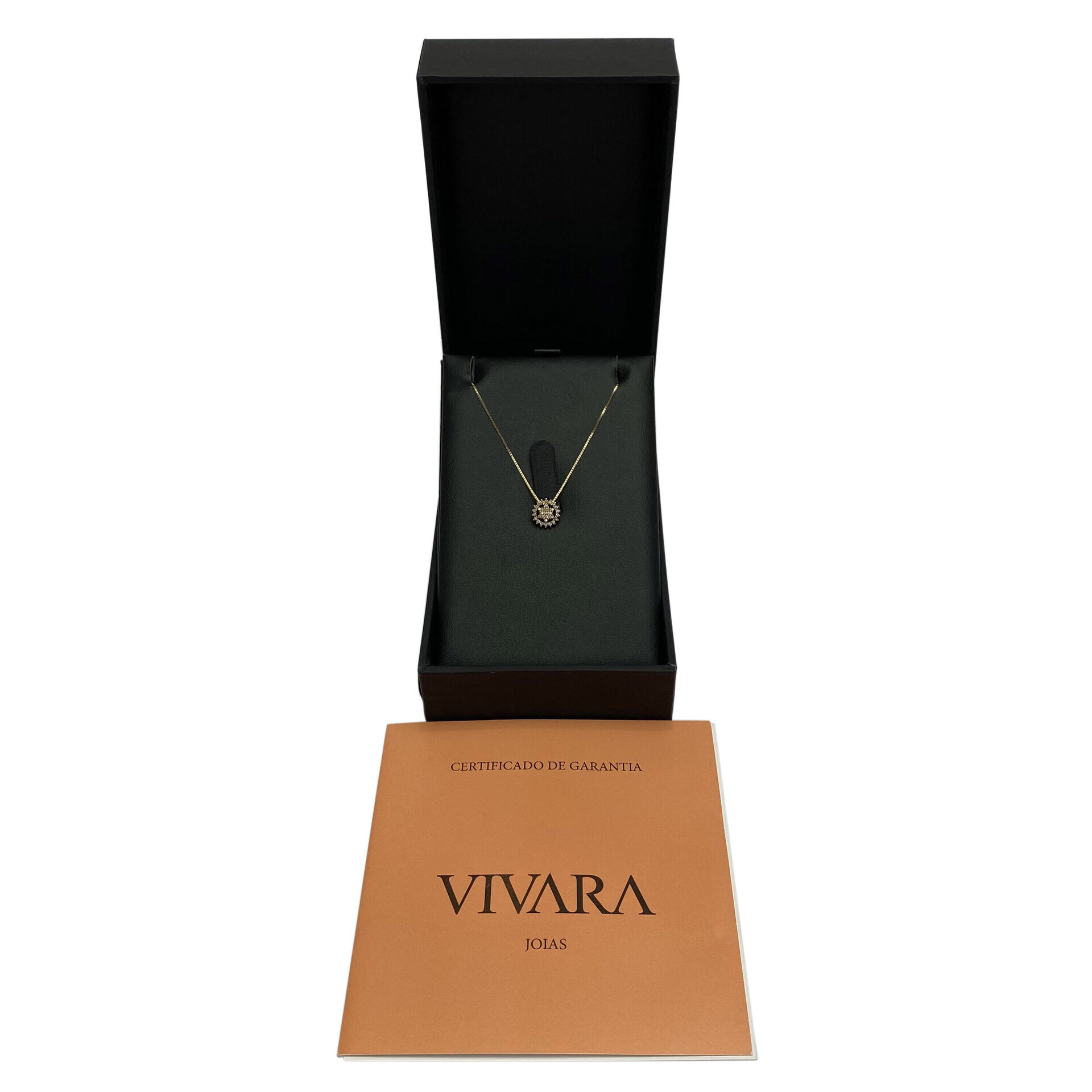 Colar Vivara Raiyah - Ouro Rose com Pingente de Diamantes